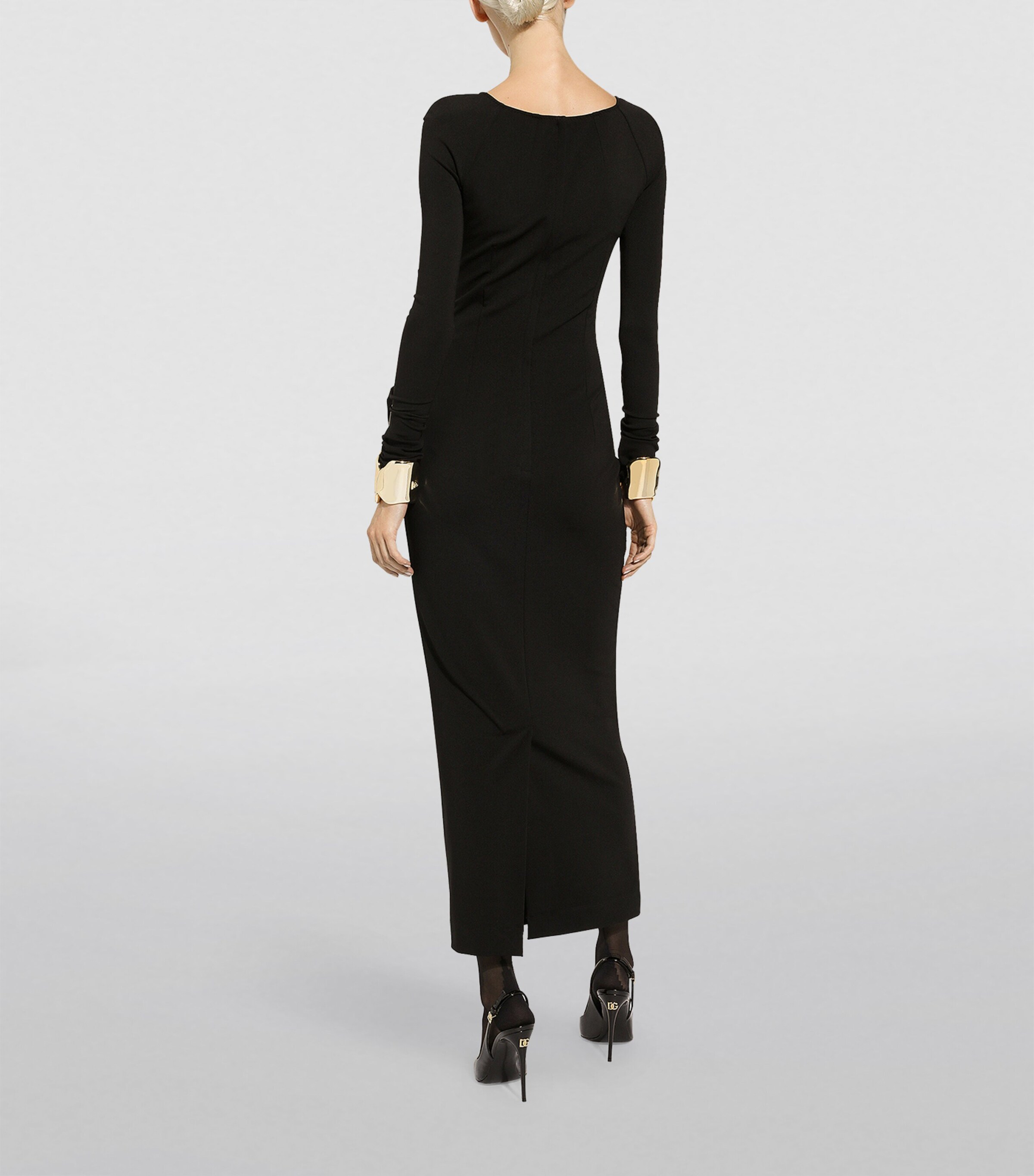 Jersey Long-Sleeve Dress N0000-BLACK Image 5