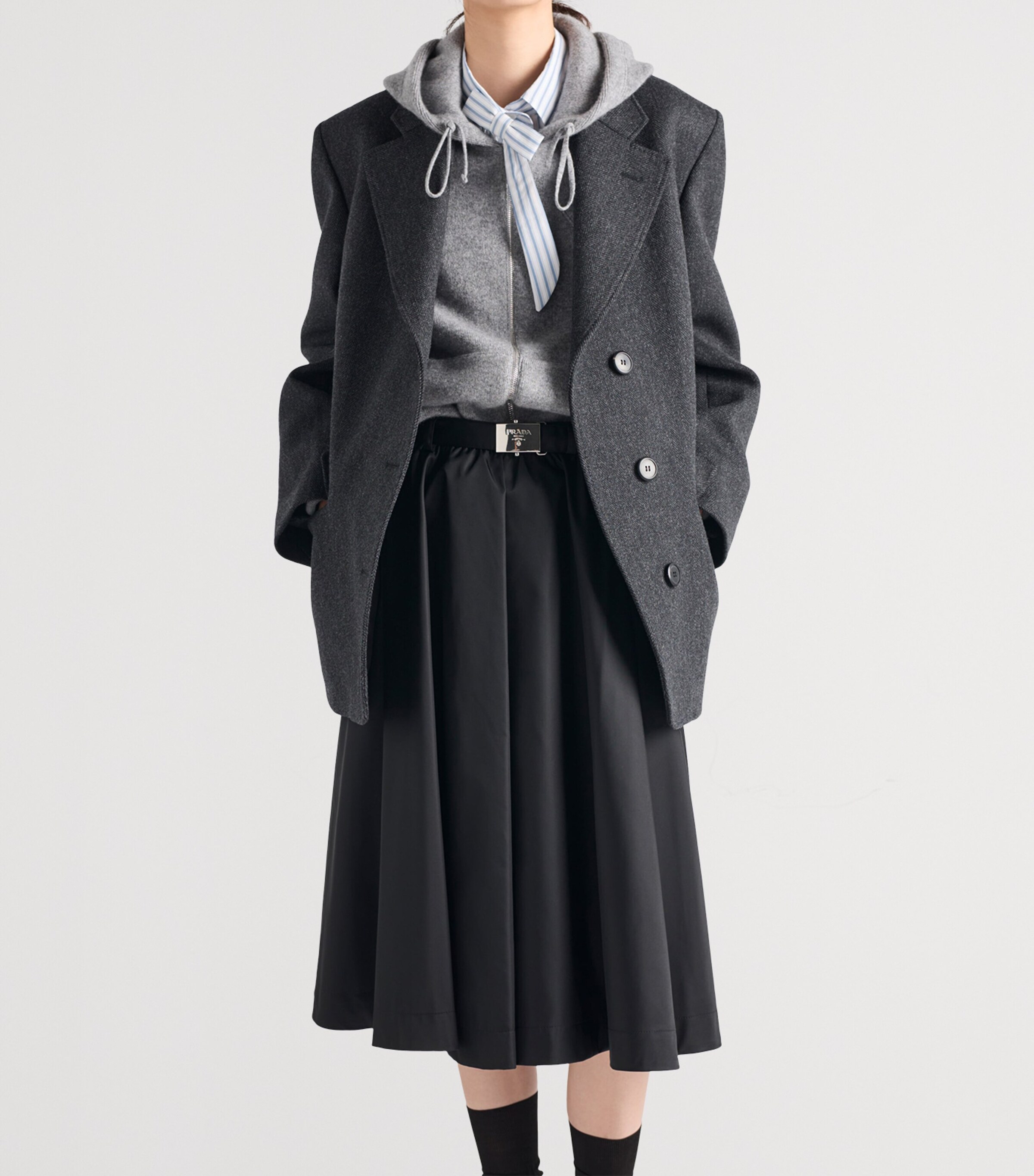 Re-Nylon Belted Midi Skirt F0002 Image 3