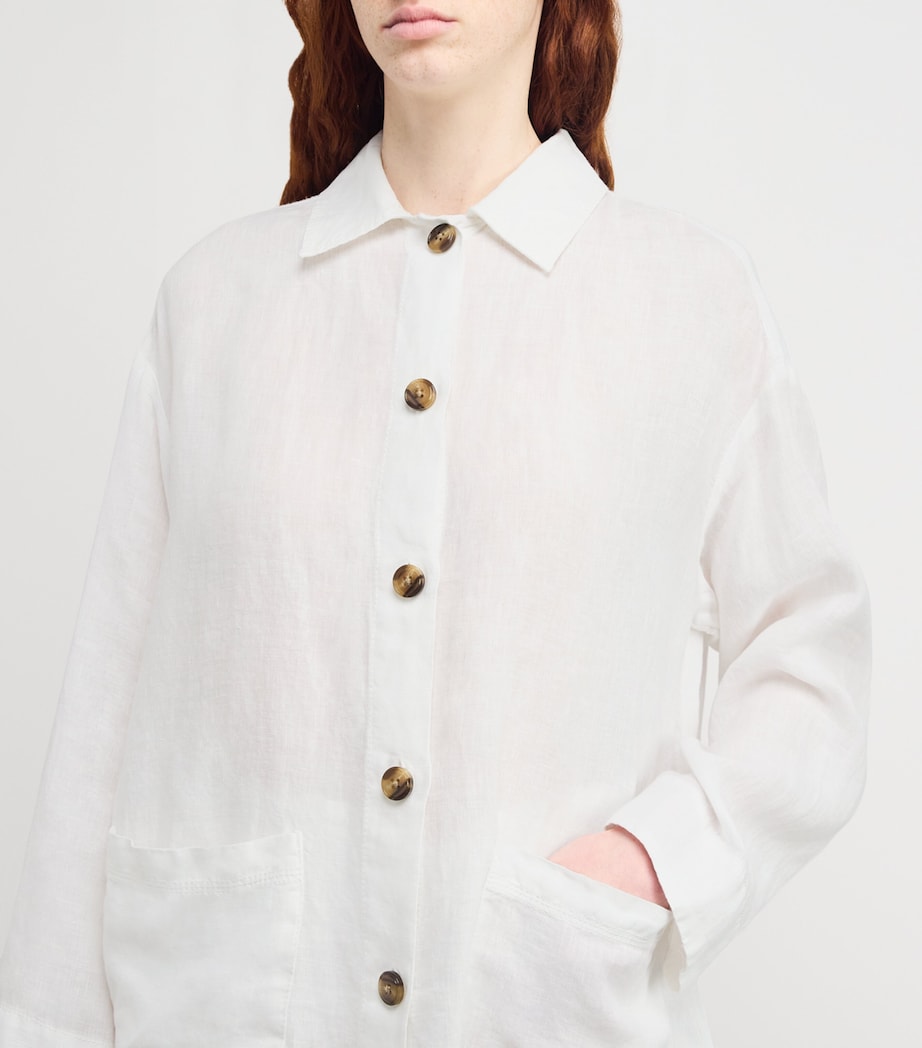 MAX&Co. Womens Linen Overshirt Optical White Image 6