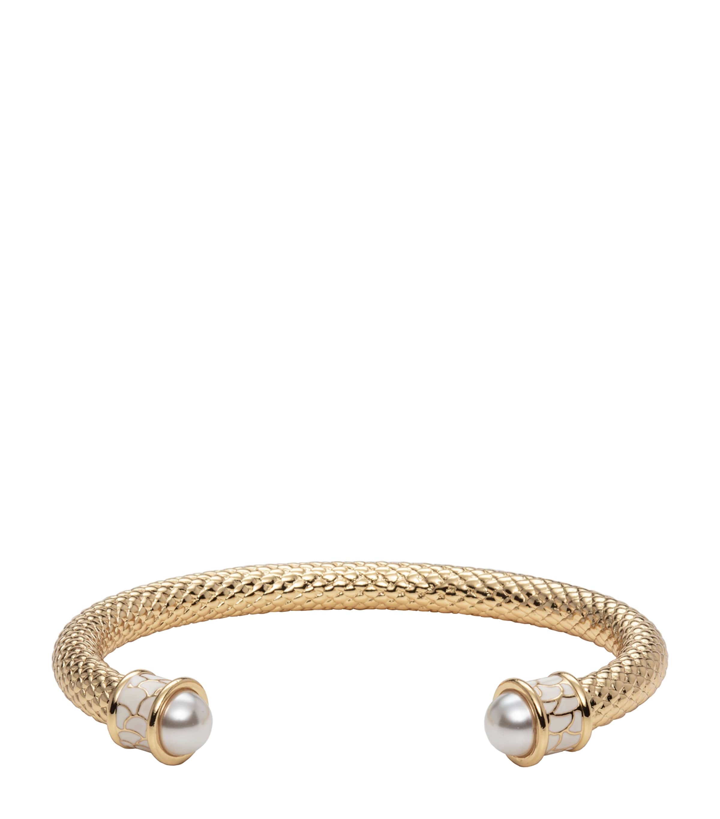 Halcyon Days Gold-Plated Salamander Torque Bracelet Cream/gold Image 1