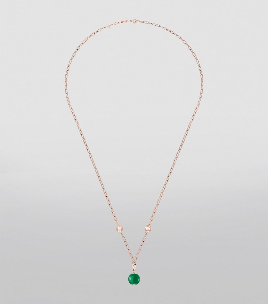 Rose Gold, Diamond and Green Agate Happy Diamonds Planet Necklace 18K ROSE GOLD Image 2