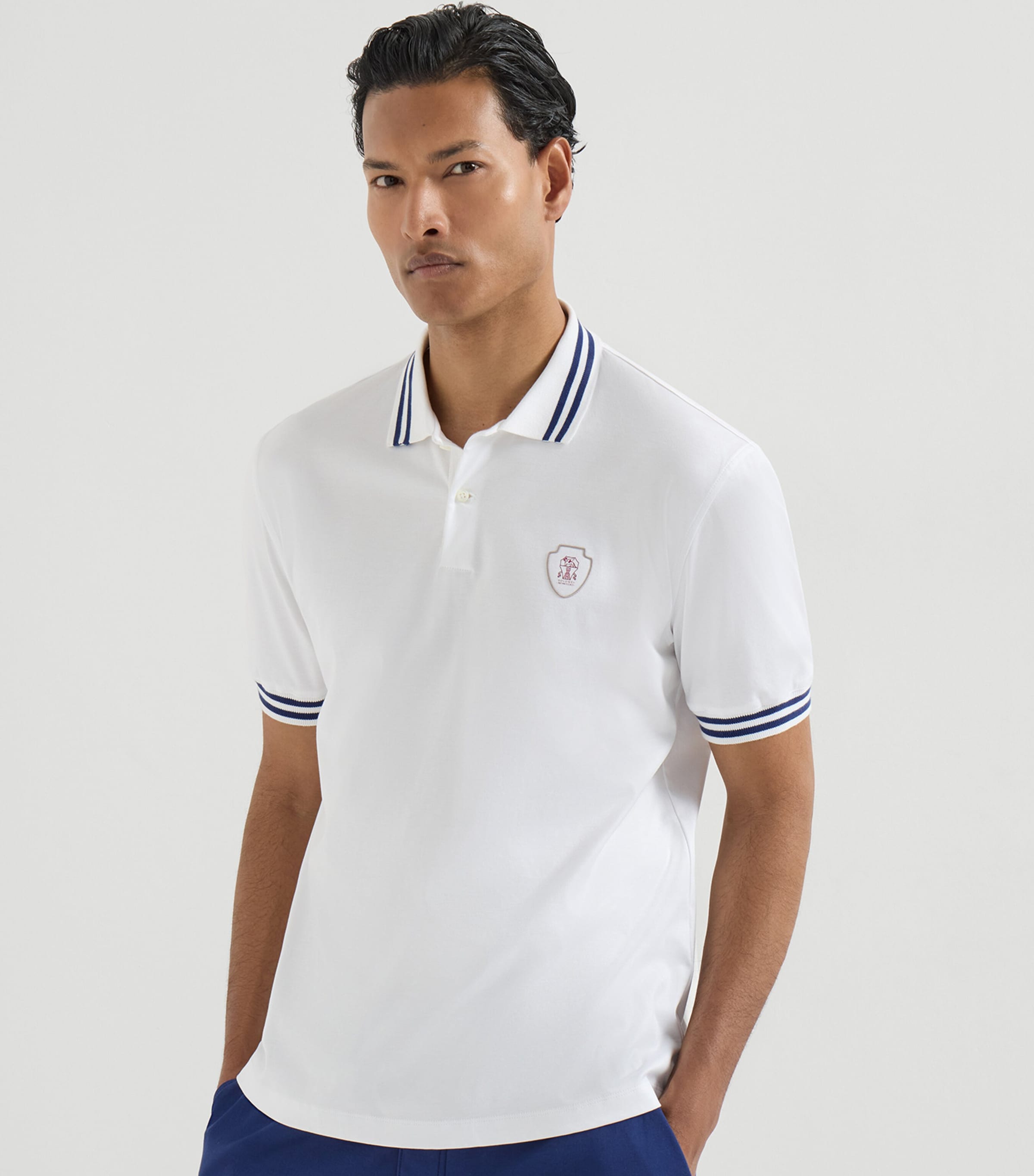 Brunello Cucinelli Mens Cotton Logo Polo Shirt Image 3