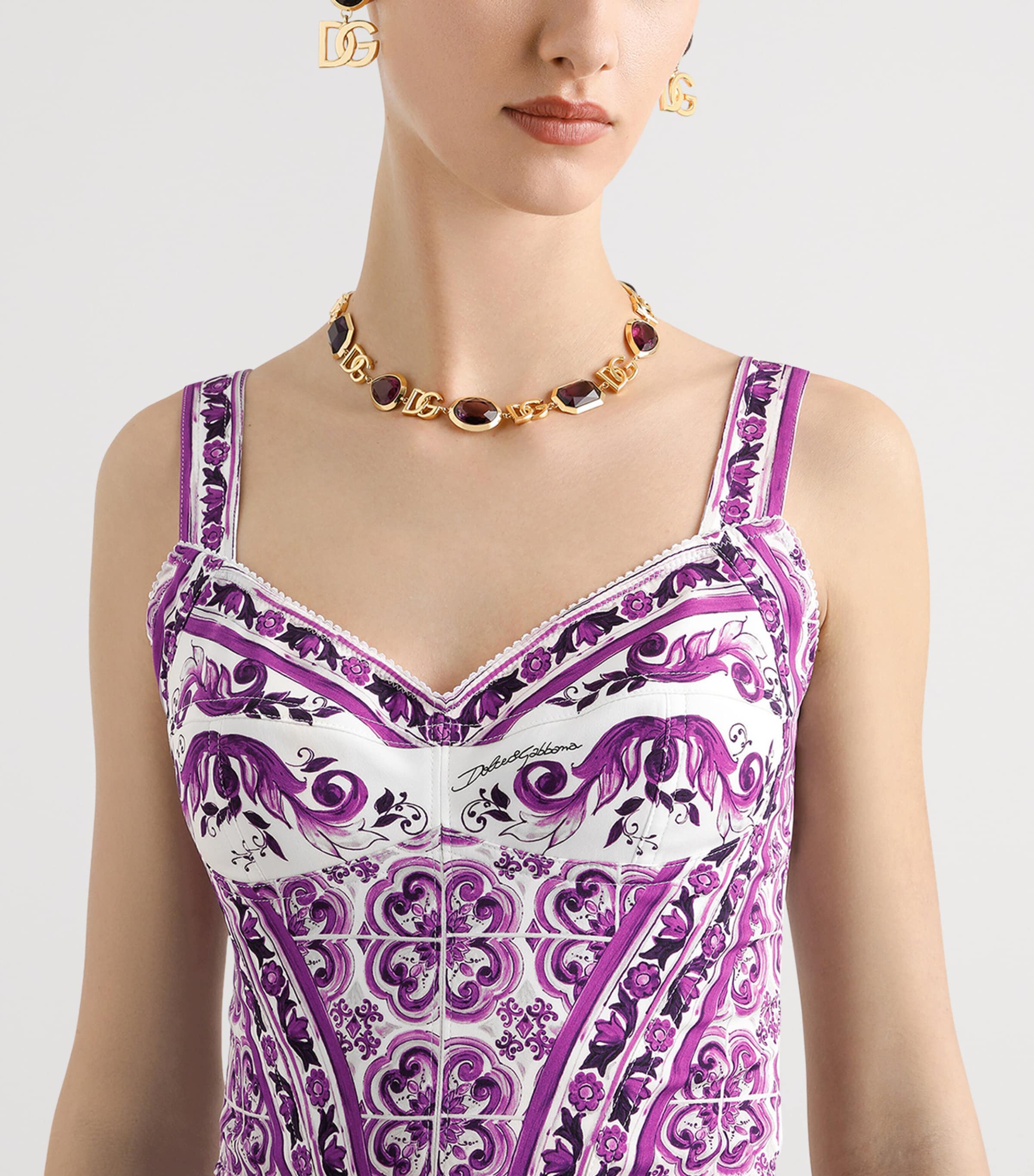 Printed Bustier Top IP3TN-MAIOLICA VIOLA Image 4