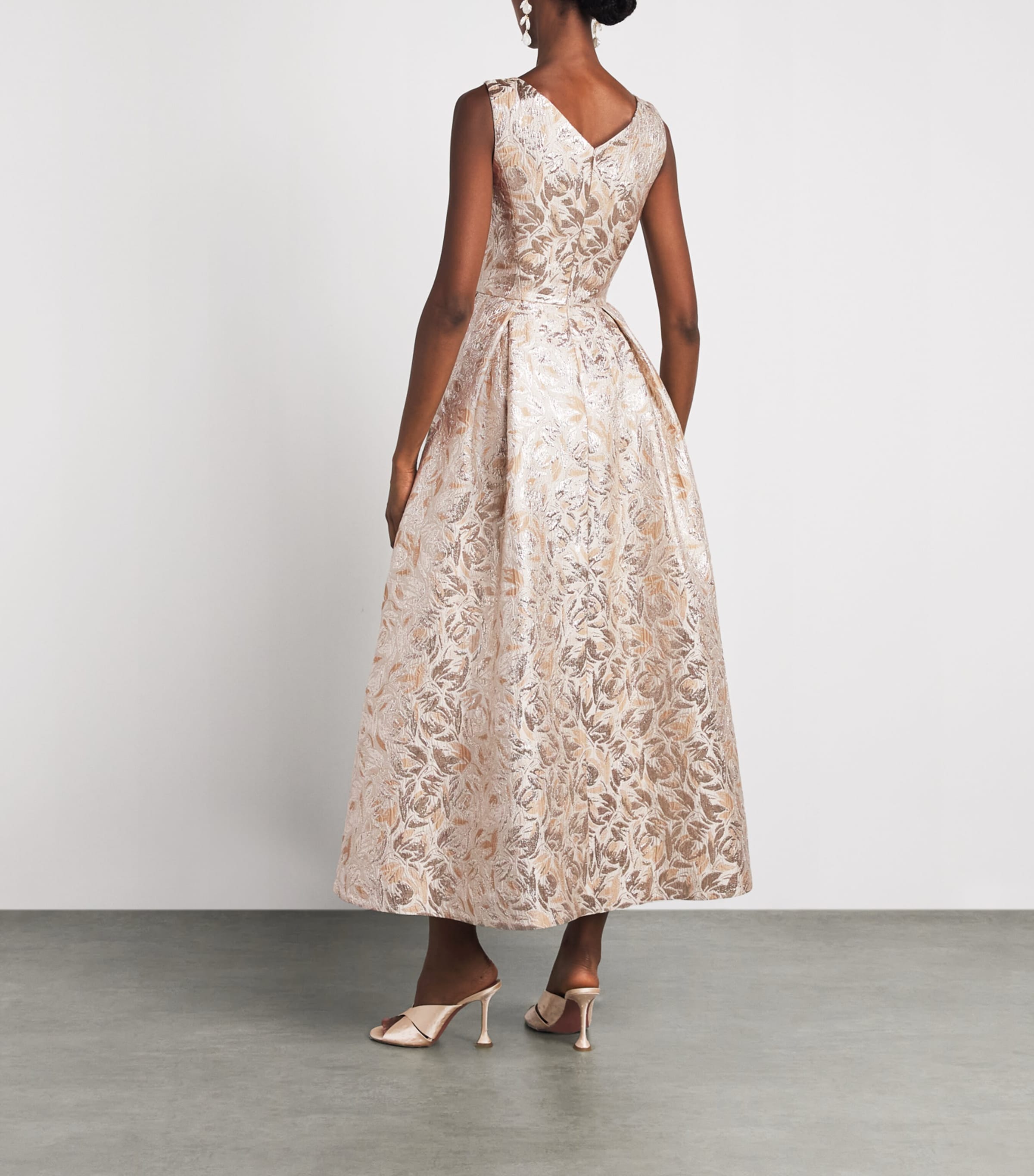 Huishan Zhang Womens Omaya Midi Dress Gold Image 4