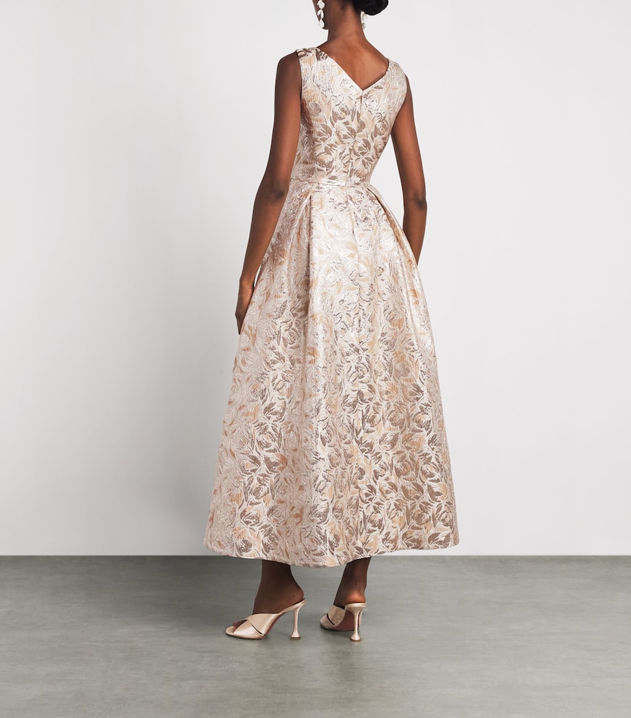 Huishan Zhang Womens Omaya Midi Dress Gold Image 4