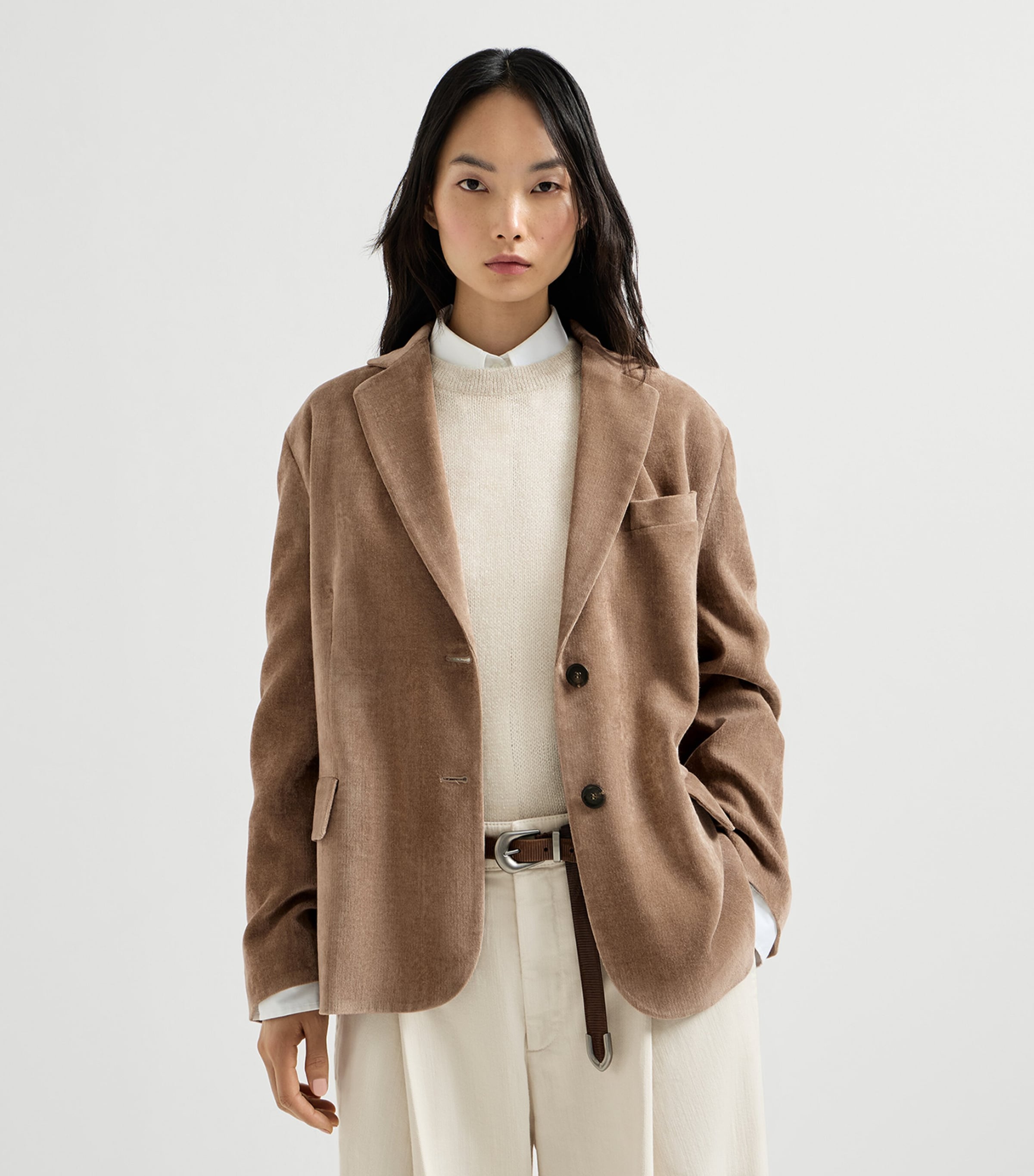 Brunello Cucinelli Womens Corduroy Single-Breasted Blazer Image 3