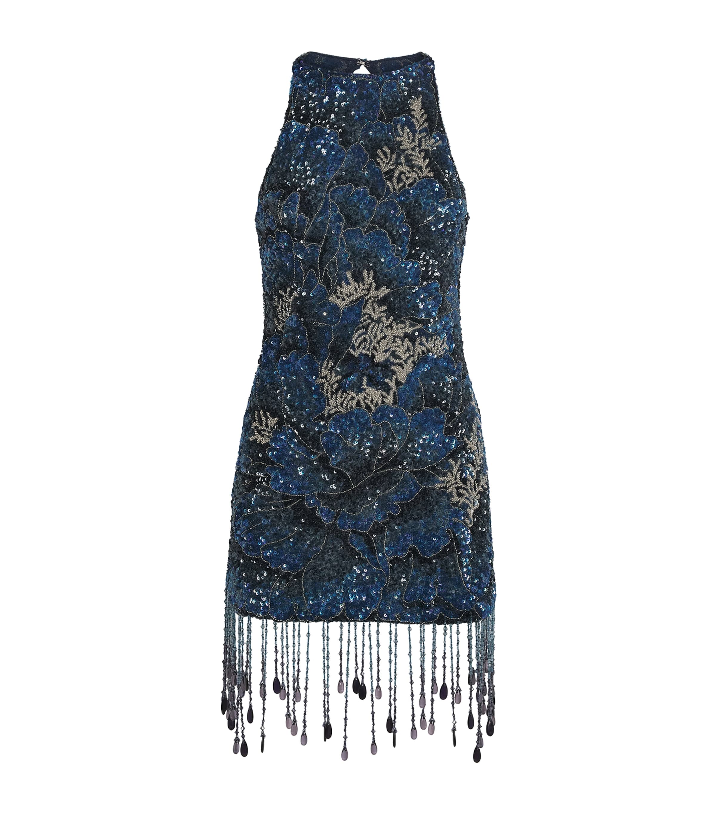 Clio Peppiatt Womens Embellished Sequin Mini Dress Midnight Image 1