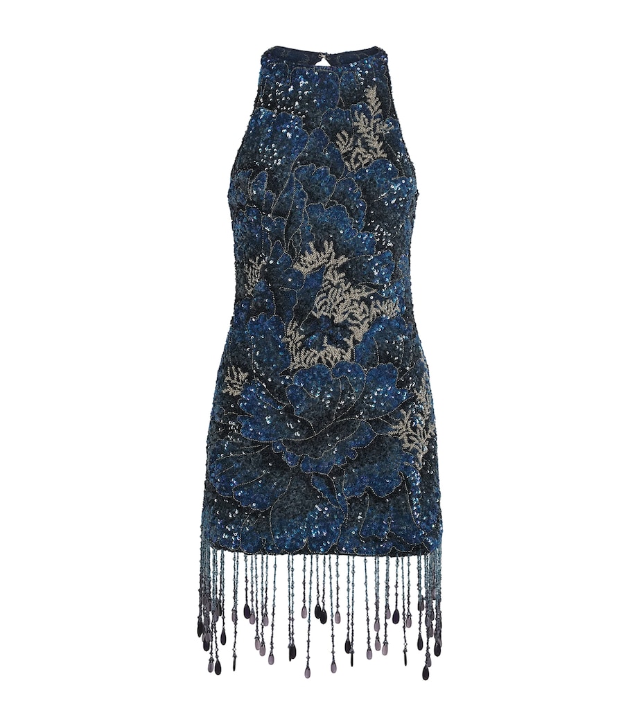 Clio Peppiatt Womens Embellished Sequin Mini Dress Midnight Image 1