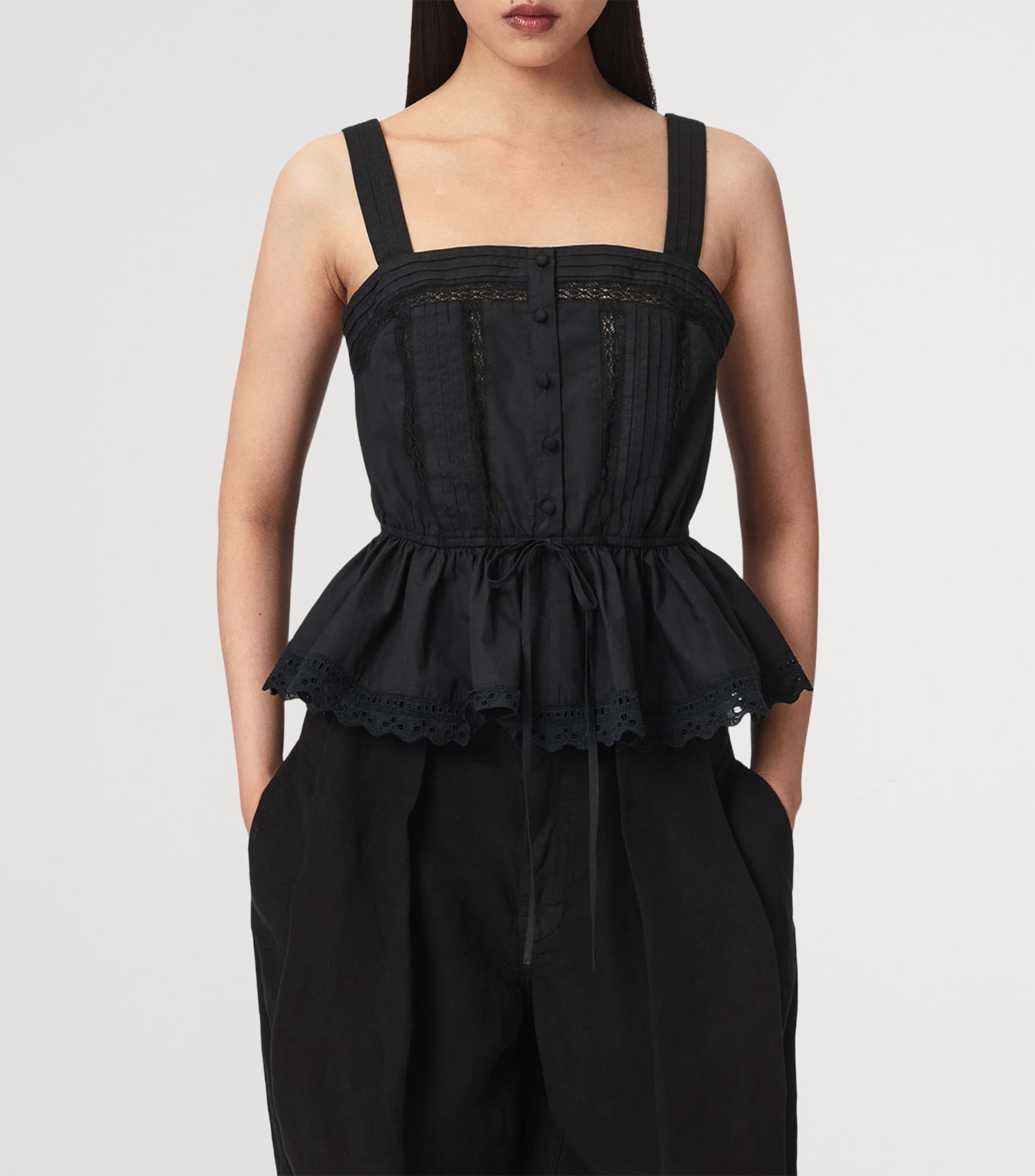 AllSaints Womens Organic Cotton Gwen Top Black Image 3