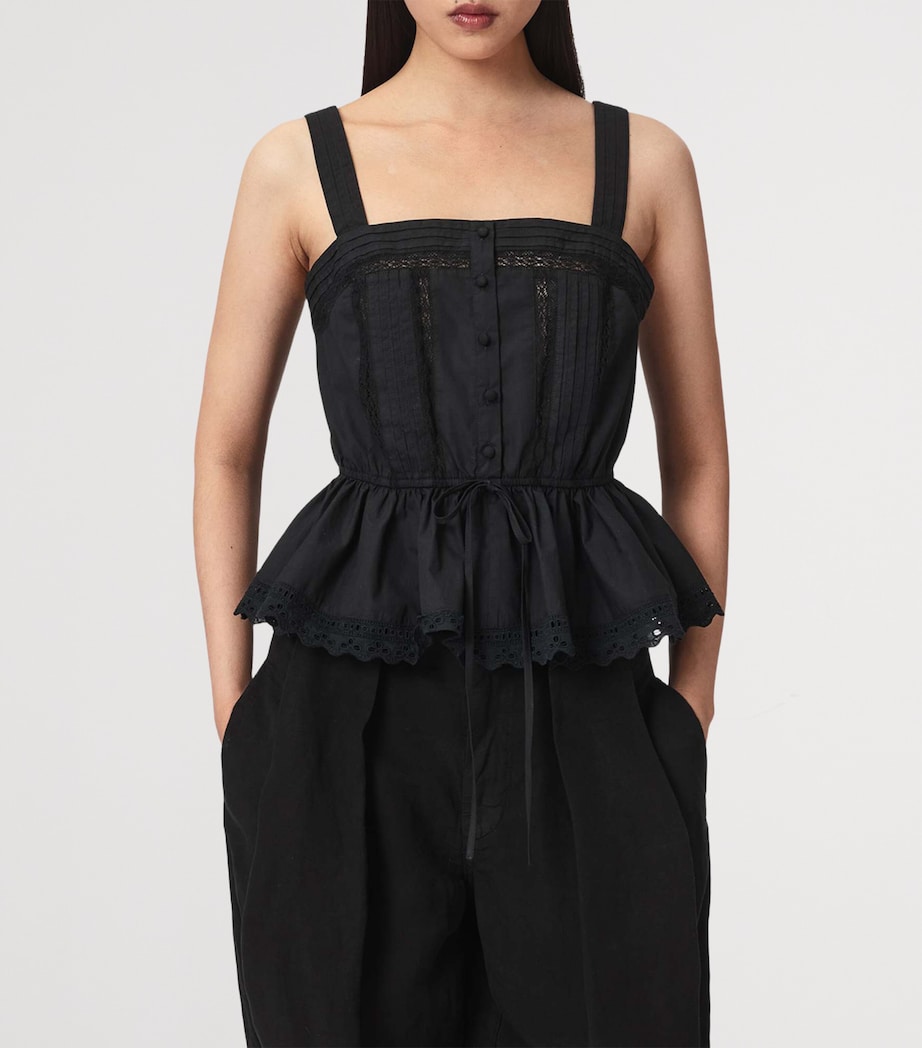 AllSaints Womens Organic Cotton Gwen Top Black Image 3