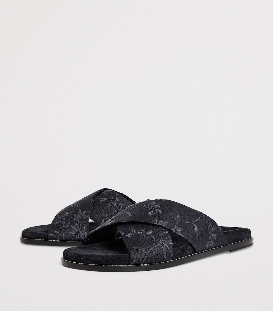 Eleventy Embroidered Crossover Slides Nero Image 3