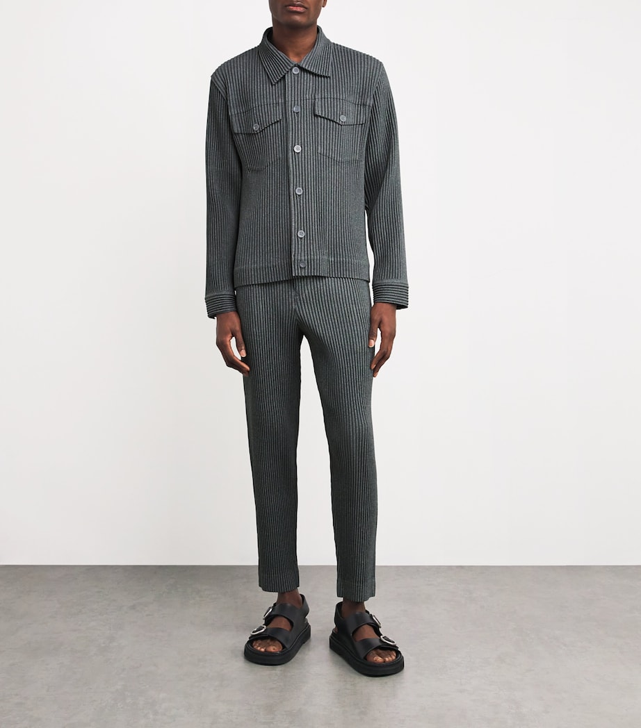 Homme Plissé Issey Miyake Mens Pleated Tailored Trousers Gray Image 2