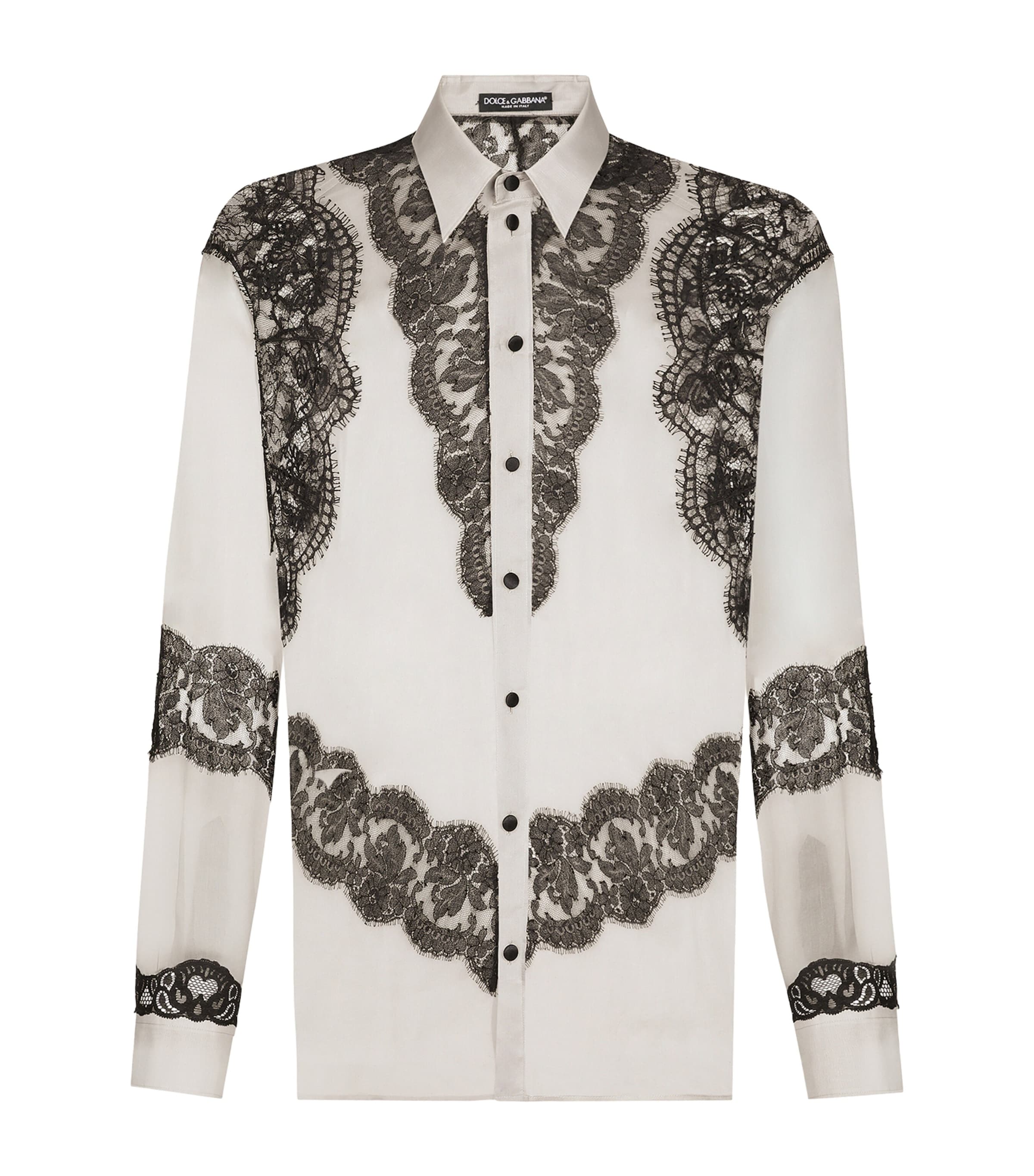 Shop Dolce & Gabbana Silk Lace-trim Shirt