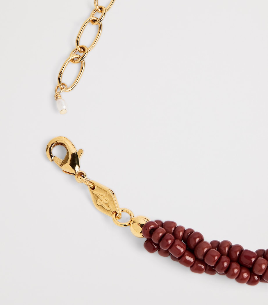 Gold-Plated Beaded Rodeo Bracelet DEEP BURGUNDY Image 4