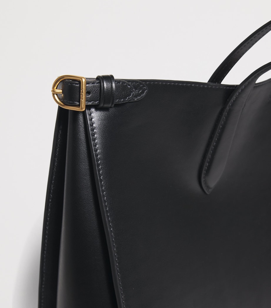 Large Leather Bellport Tote Bag BLACK Image 4