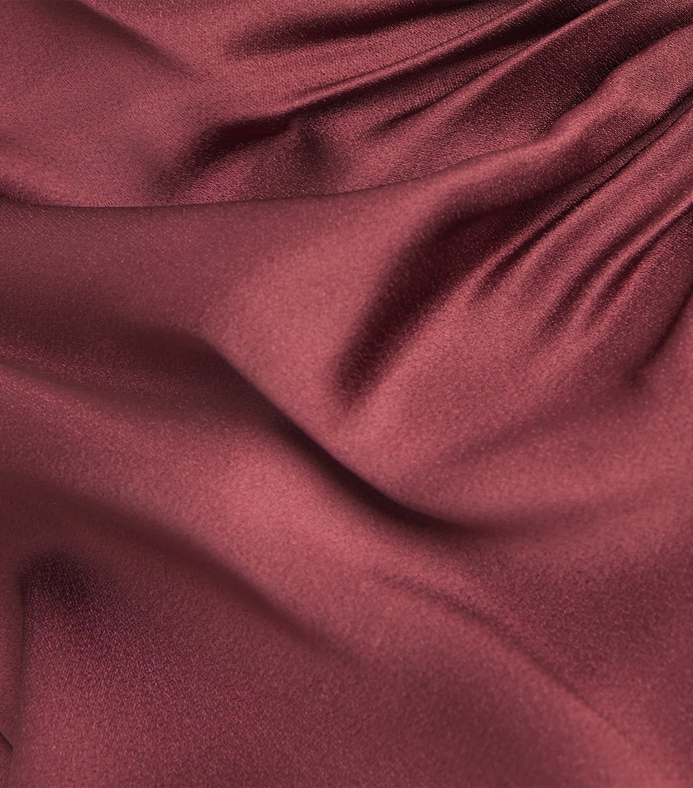 Satin Asymmetric Draped Midi Dress 9635 CINNABAR RED Image 5