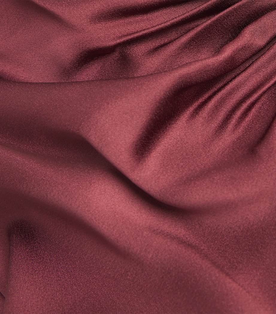 Satin Asymmetric Draped Midi Dress 9635 CINNABAR RED Image 5