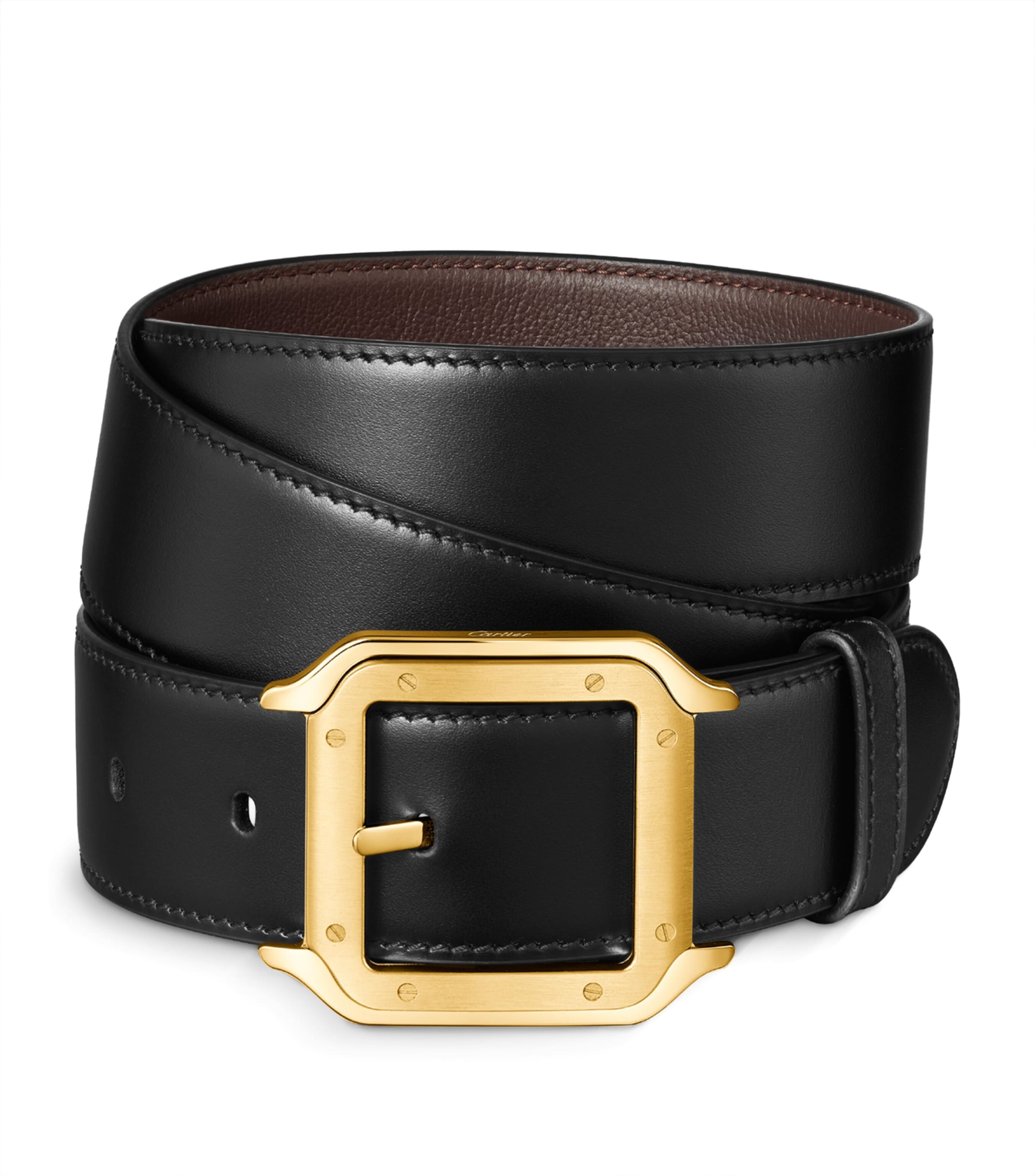 Cartier Leather Santos de Cartier Reversible Belt Black Image 1