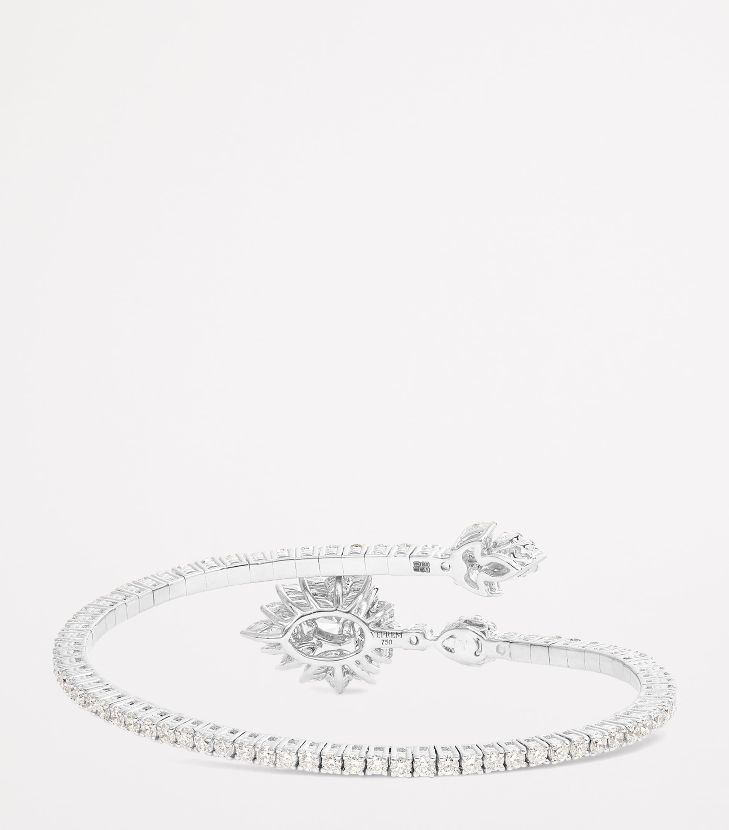 White Gold and Diamond Cluster Bangle WHITE GOLD Image 3