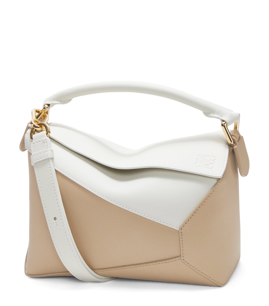 LOEWE Small Leather Puzzle Top-Handle Bag Soft White/paper Image 1