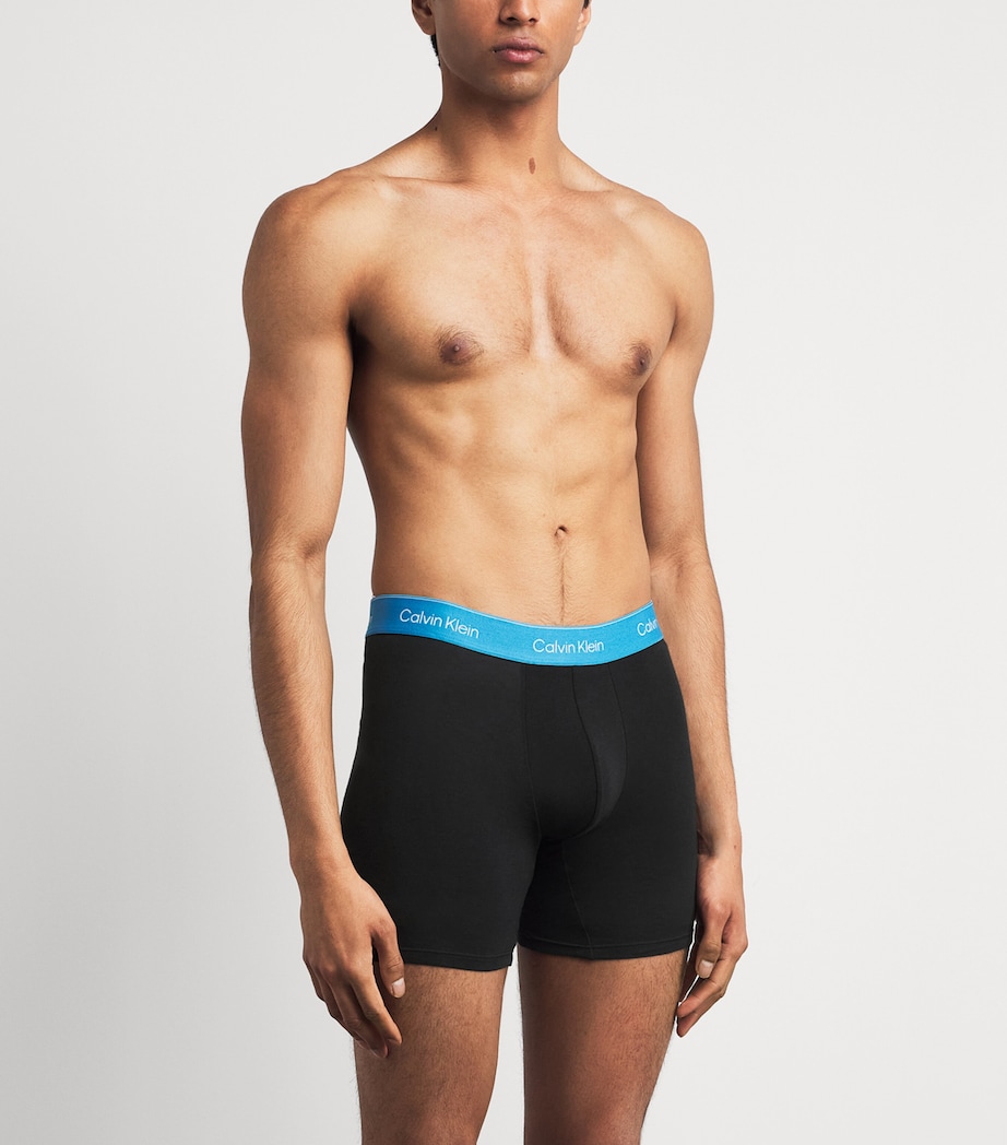 Calvin Klein Mens Stretch-Cotton Icon Boxer Briefs (Pack of 3) Black Mist/blu Image 2