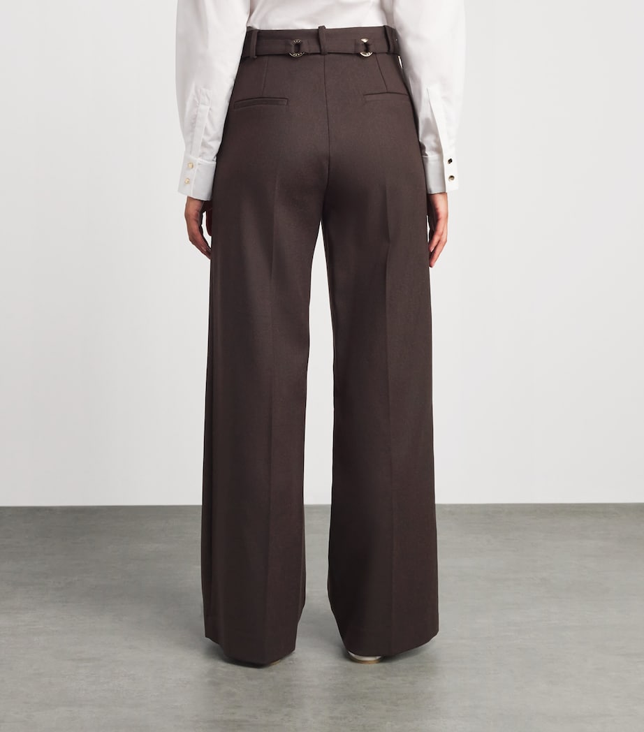 Sandro Paris Womens Wool-Blend Ring-Detail Trousers Light Brown Image 5