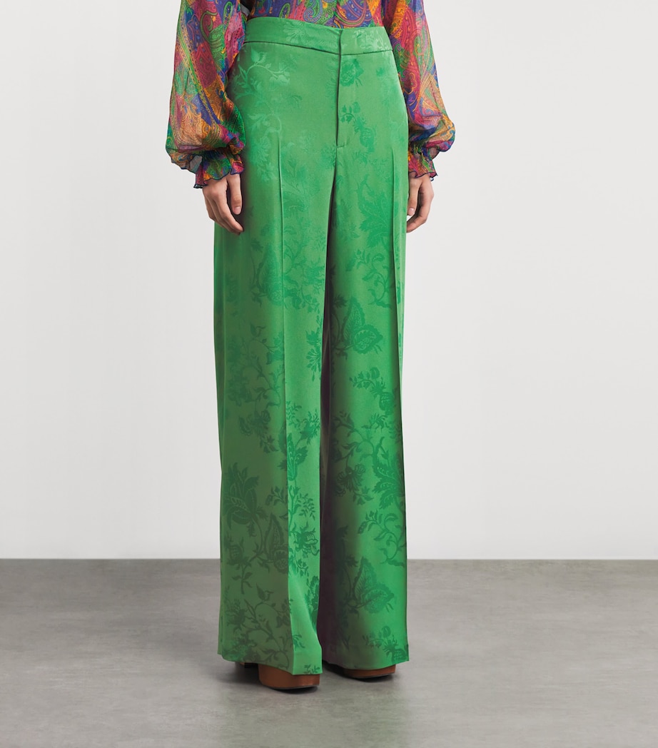 Satin Floral Wide-Leg Trousers V0396 Image 3