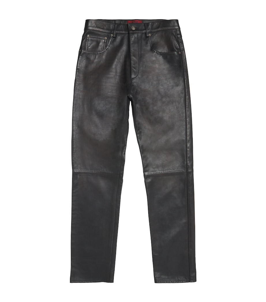 Leather Slim Jeans BLACK & BROWN Image 1