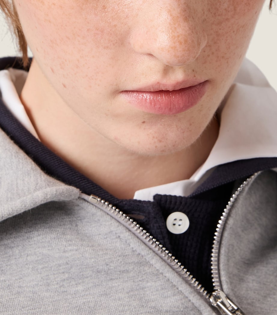 Cotton Slanted-Zip Sweatshirt F0031 Image 4