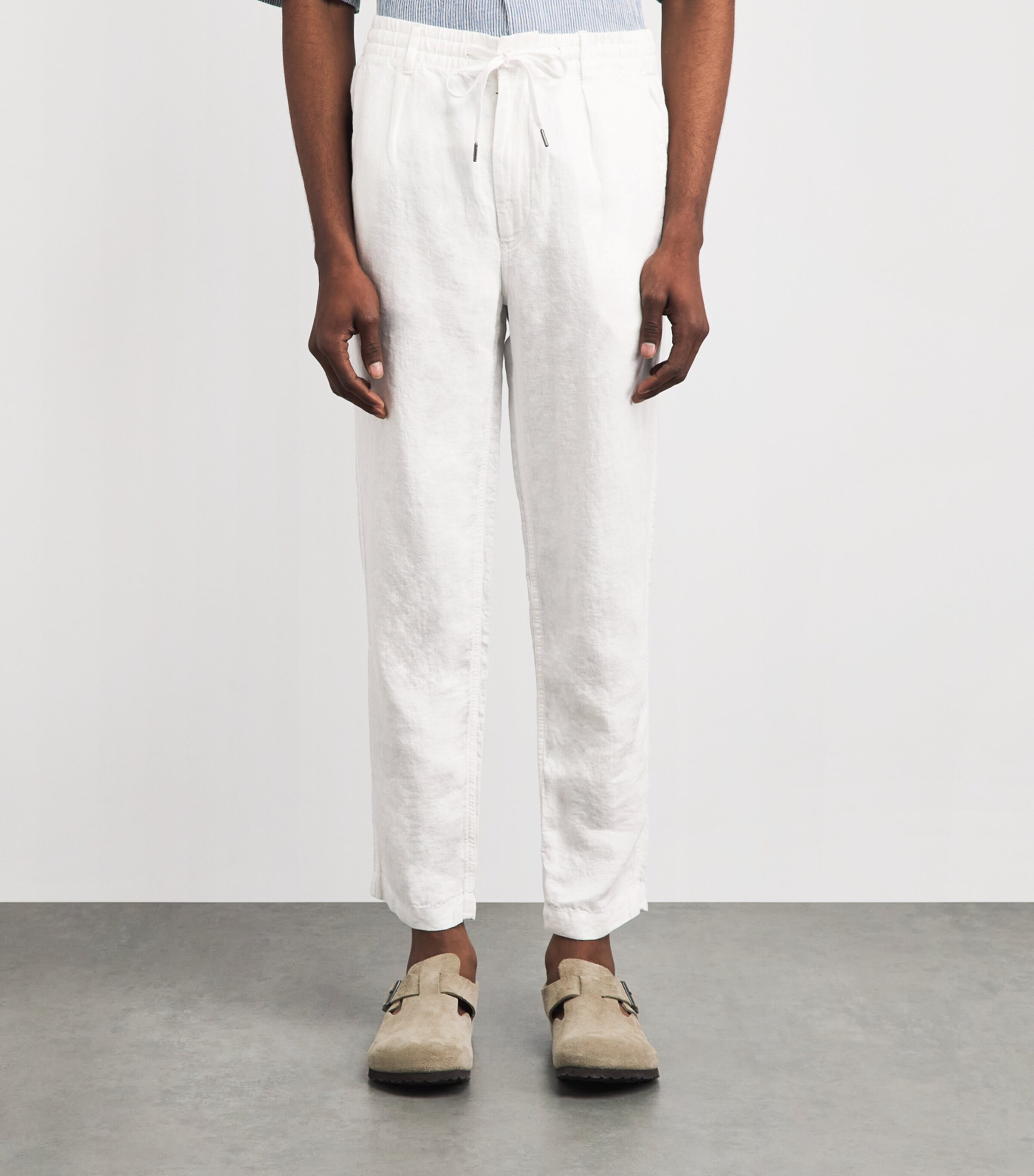 Polo Ralph Lauren Mens Linen Drawstring Prepster Trousers Ceramic White Image 4