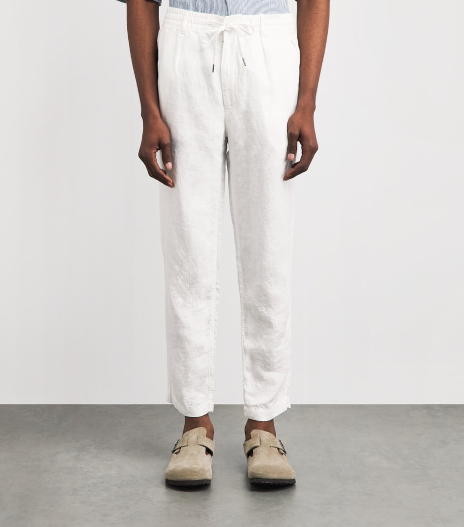 Polo Ralph Lauren Mens Linen Drawstring Prepster Trousers Ceramic White Image 4