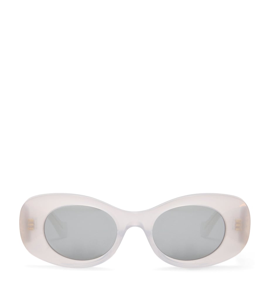 Bevelled Oval Sunglasses WHITE Image 1