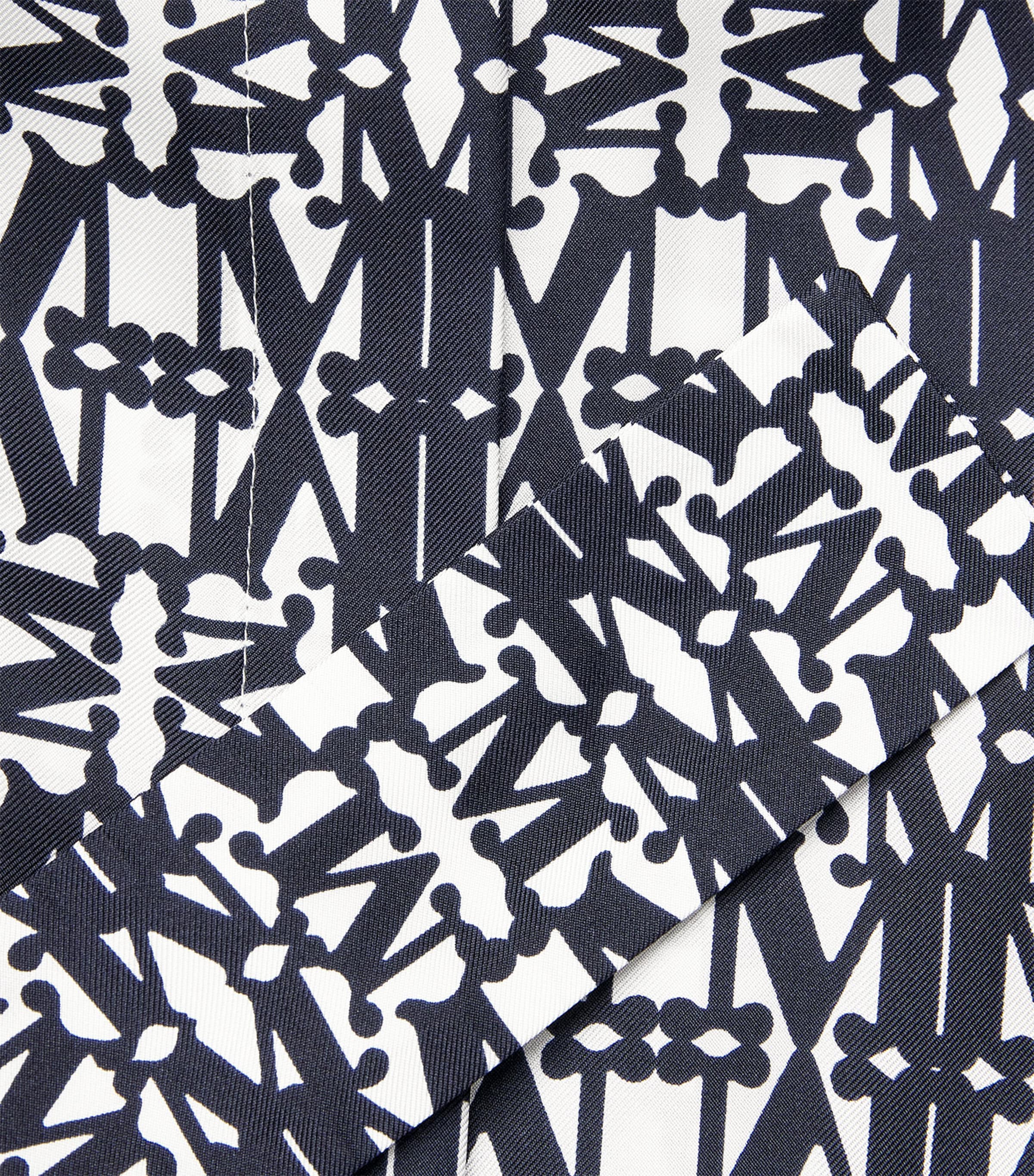 Silk Monogram Midi Shirt Dress WHITE BLUE Image 5