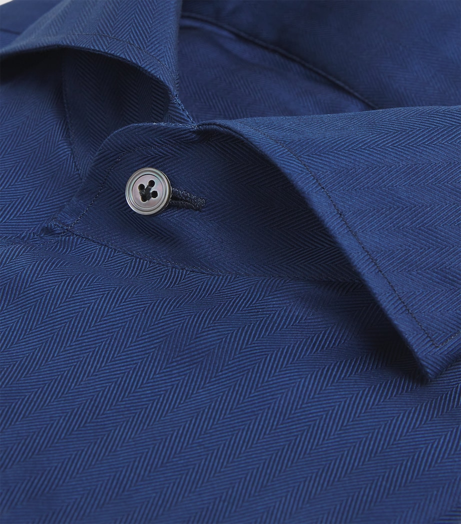 Cotton Herringbone Shirt NAVY Image 5