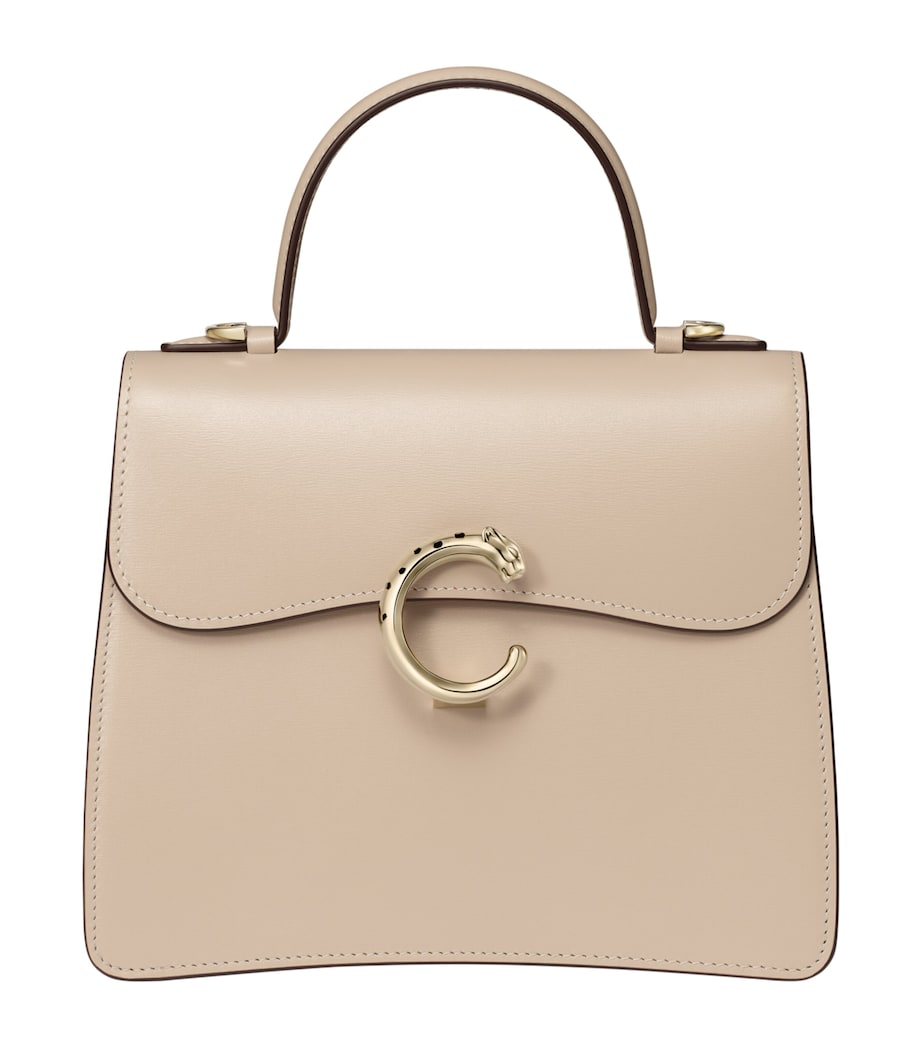 Cartier Womens Small Leather Panthère De Cartier Top-Handle Bag Cord Beige Image 1