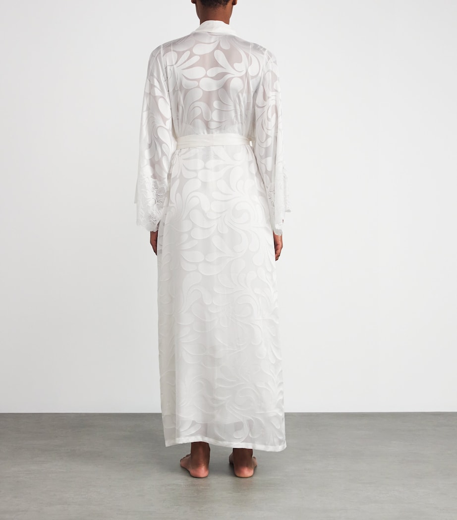 Lace-Trim Charlotte Long Robe WHITE Image 4