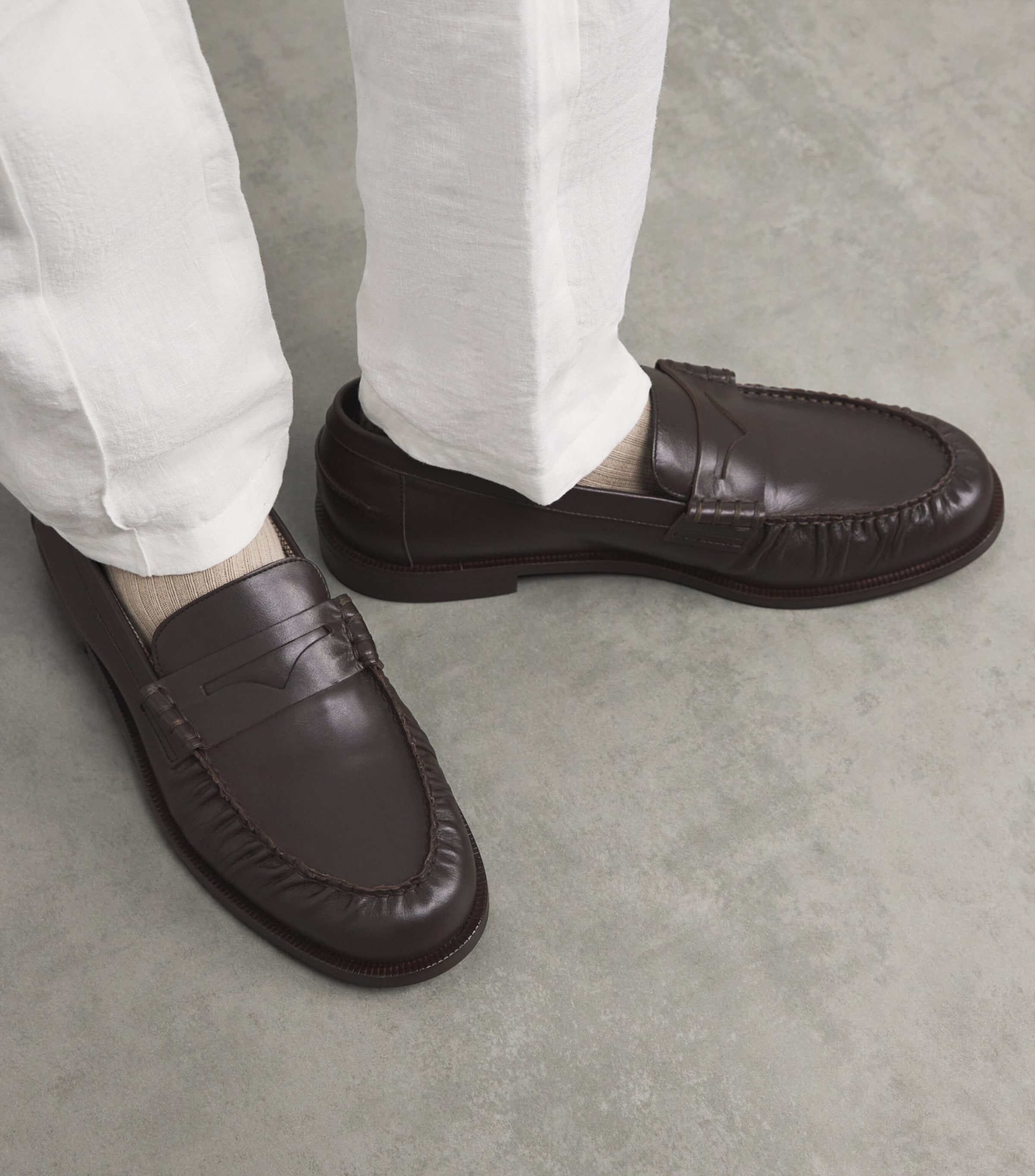 Emporio Armani Brown Leather Loafers | Harrods US
