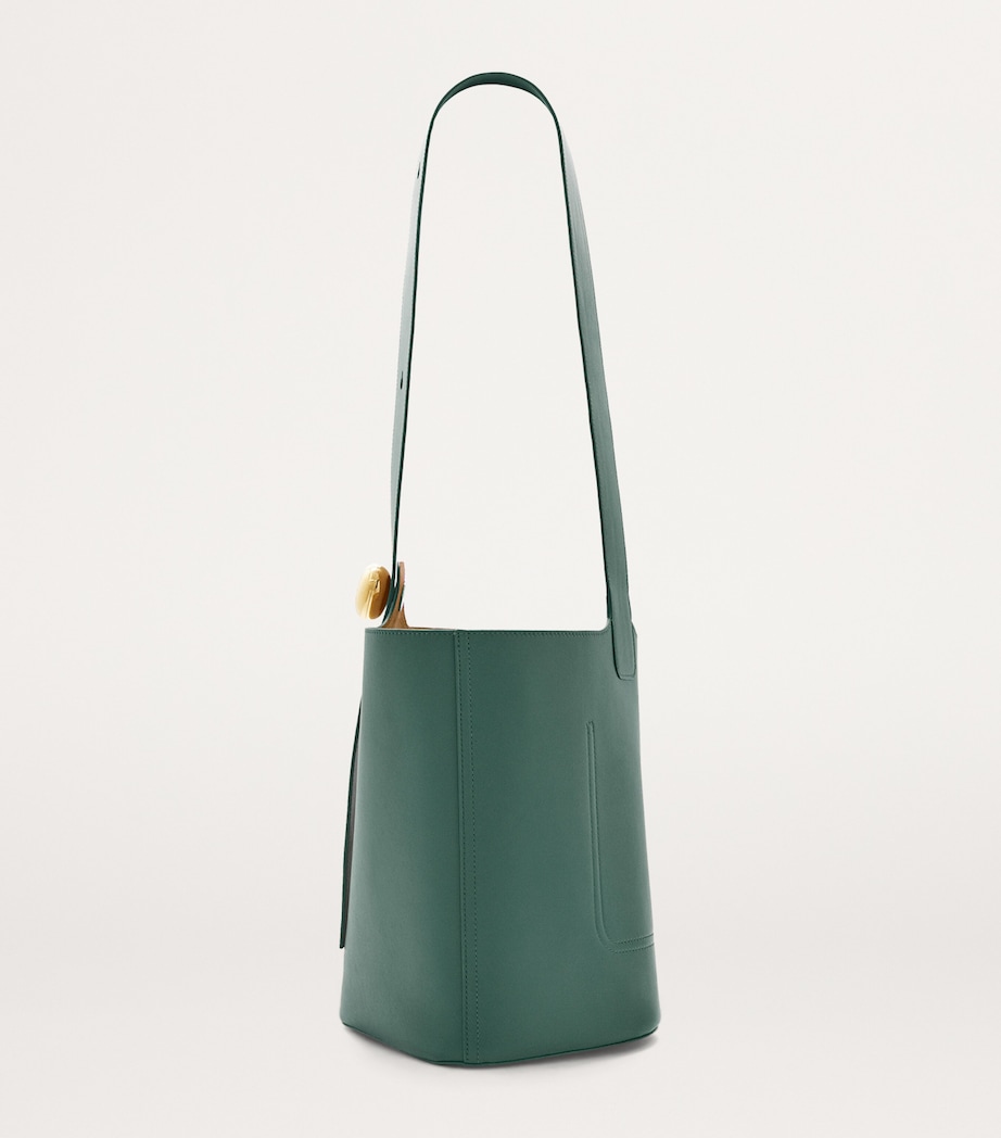 LOEWE Medium Leather Pebble Bucket Bag Vetiver Image 2