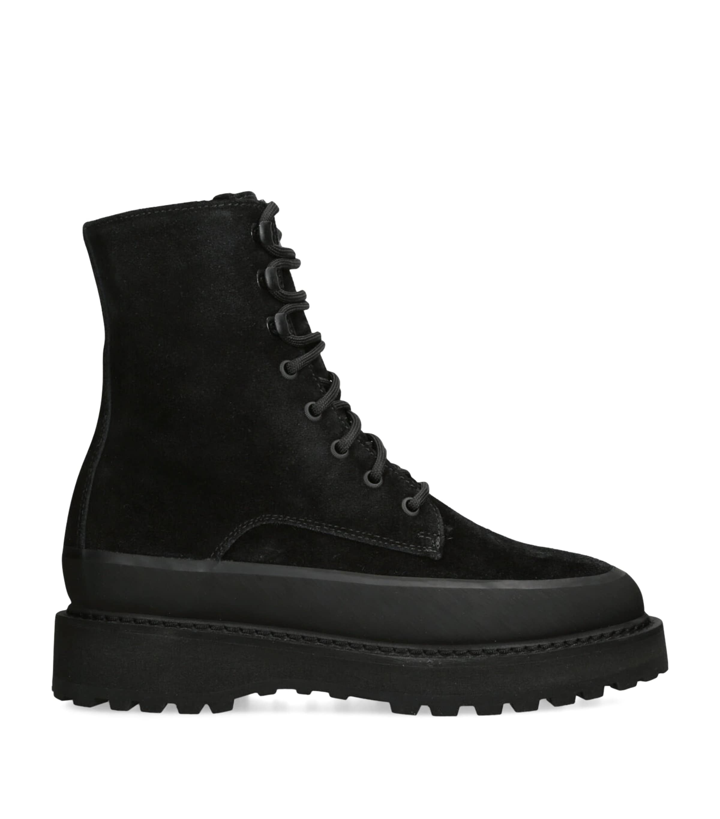 Le Monde Beryl Dolomite Shearling-trimmed Suede Ankle Boots In Black