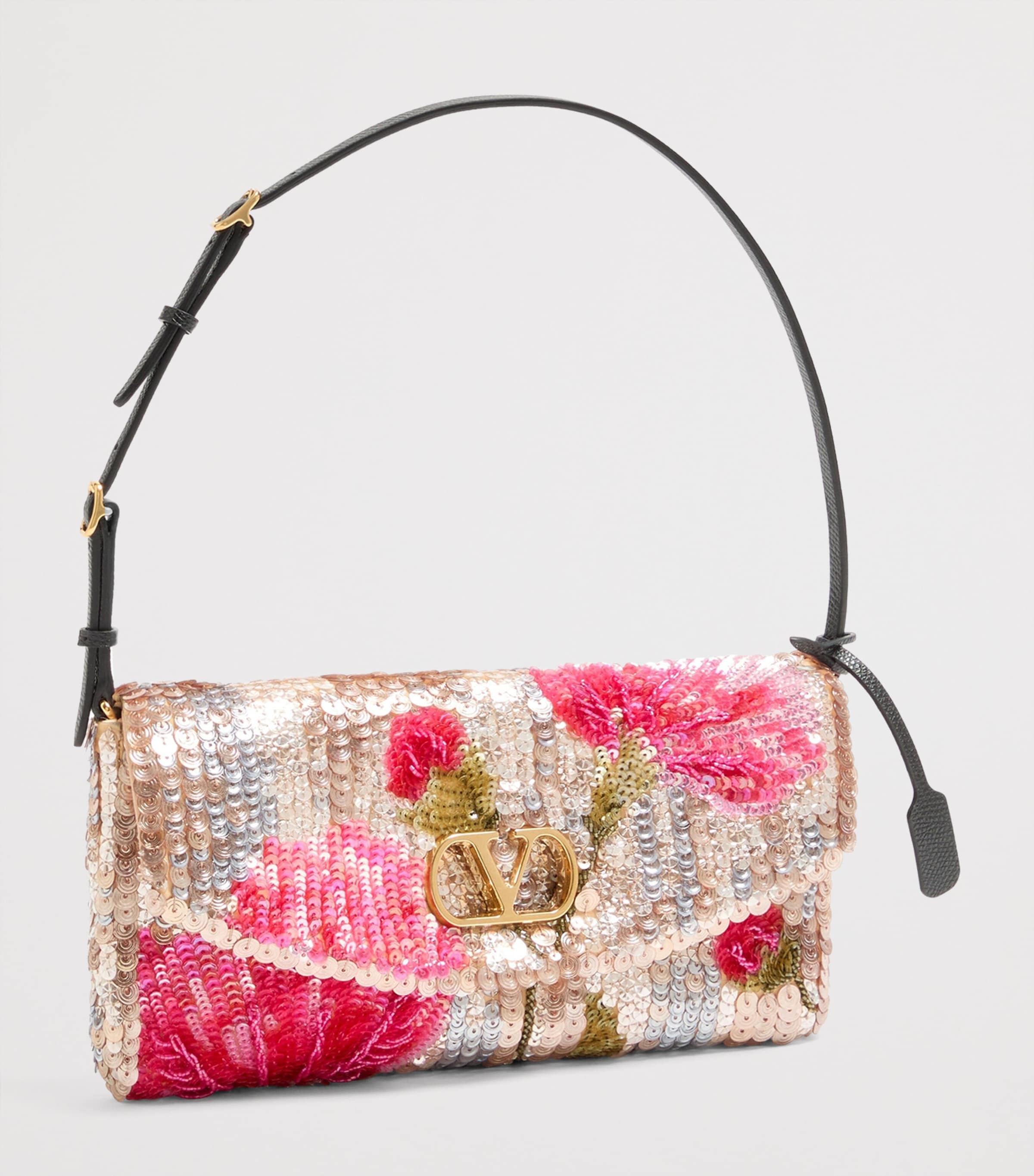 Valentino Garavani Silk Sequined DeVain Shoulder Bag Image 3