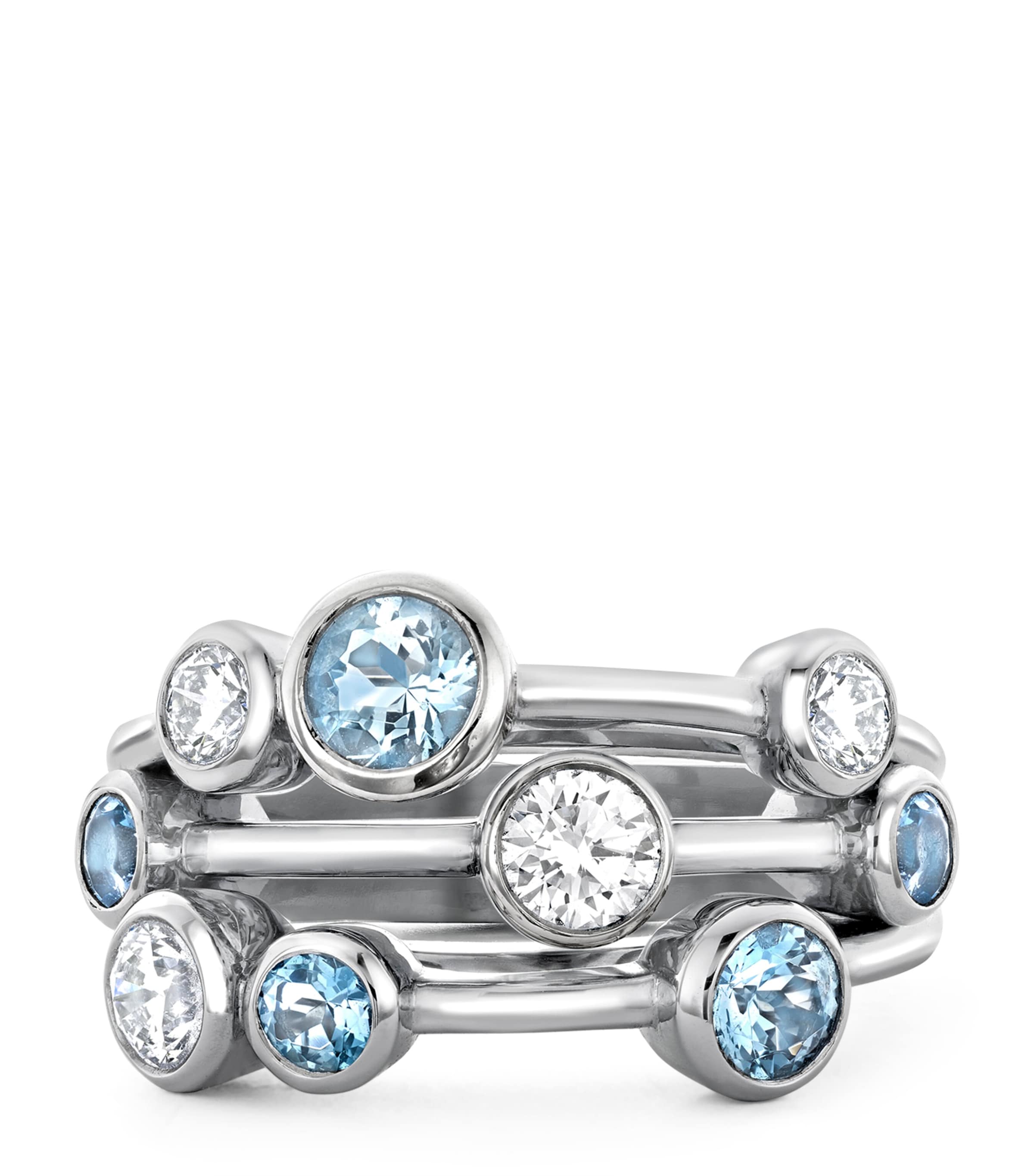 Platinum, Diamond and Aquamarine Raindance Cluster Ring PLATINUM Image 2