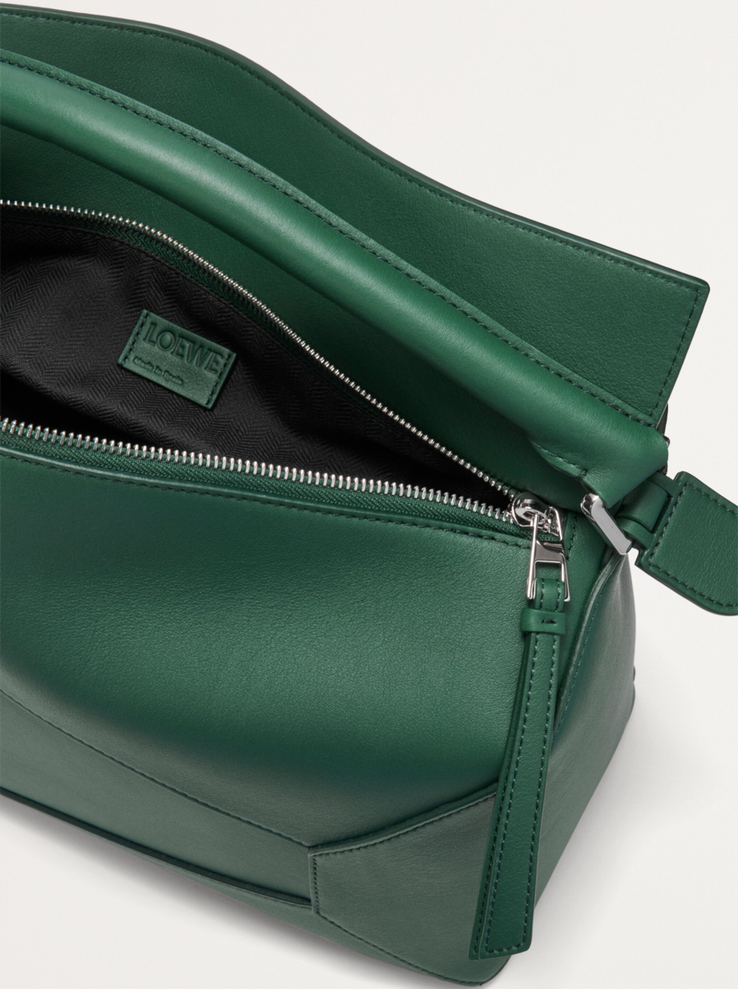 LOEWE Green Large Leather Puzzle Edge Top-Handle Bag