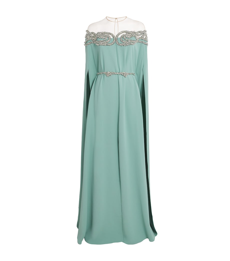 Embellished Cape Gown MS0010 GREEN/SILVER Image 1