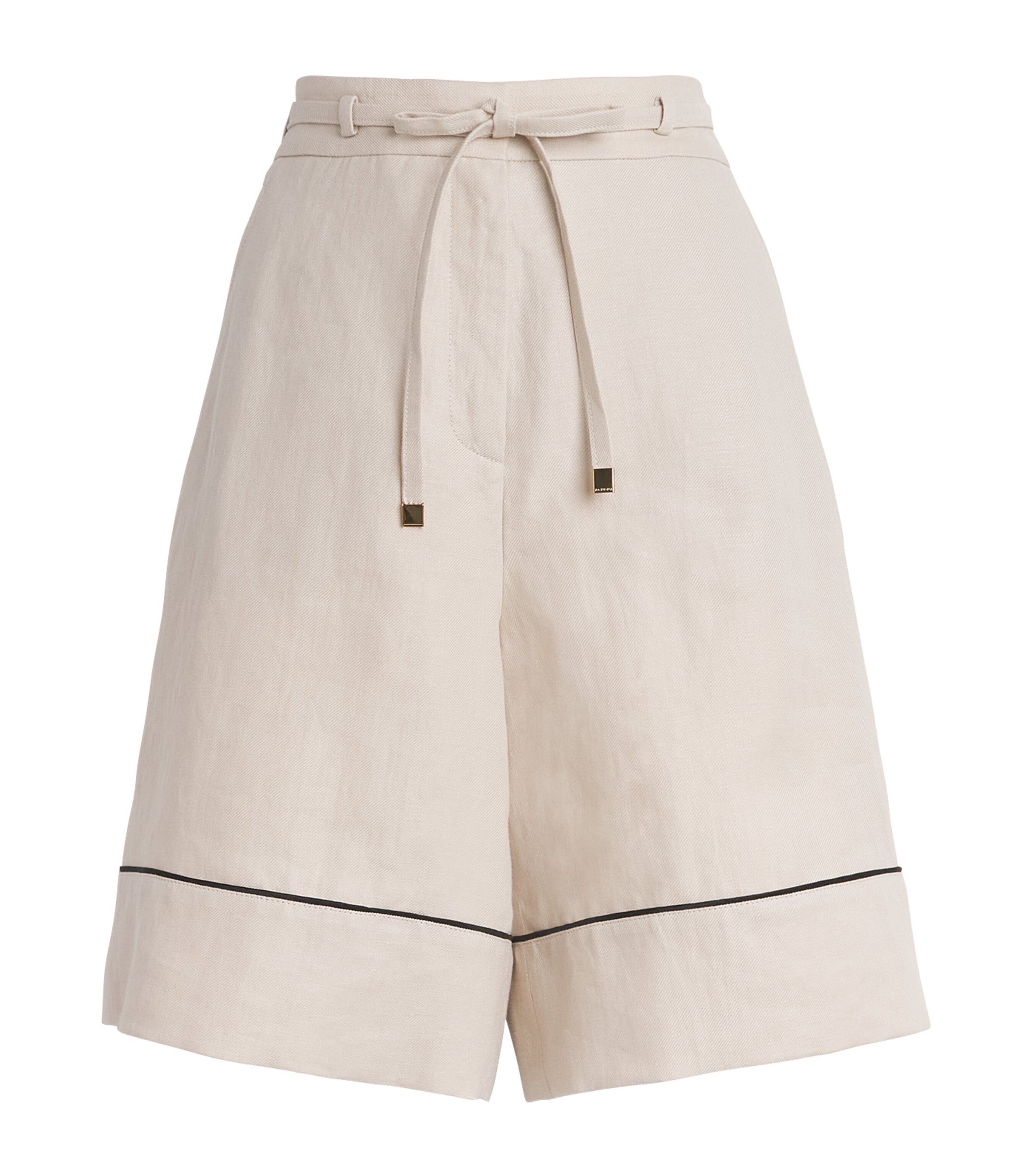 Linen Drawstring Shorts N43 BEIGE Image 1