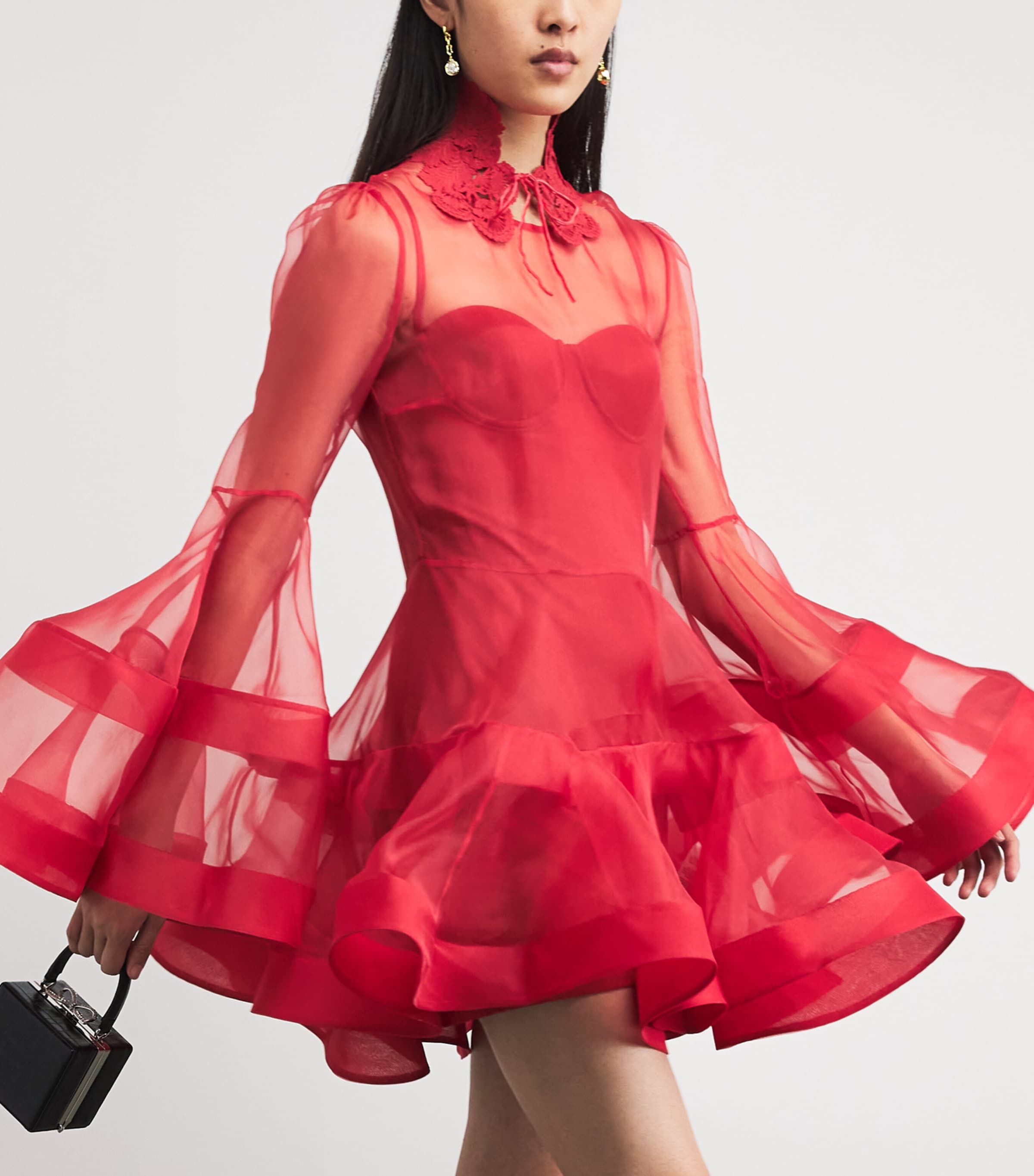 Silk Rebellion Lantern Mini Dress RED RED Image 6