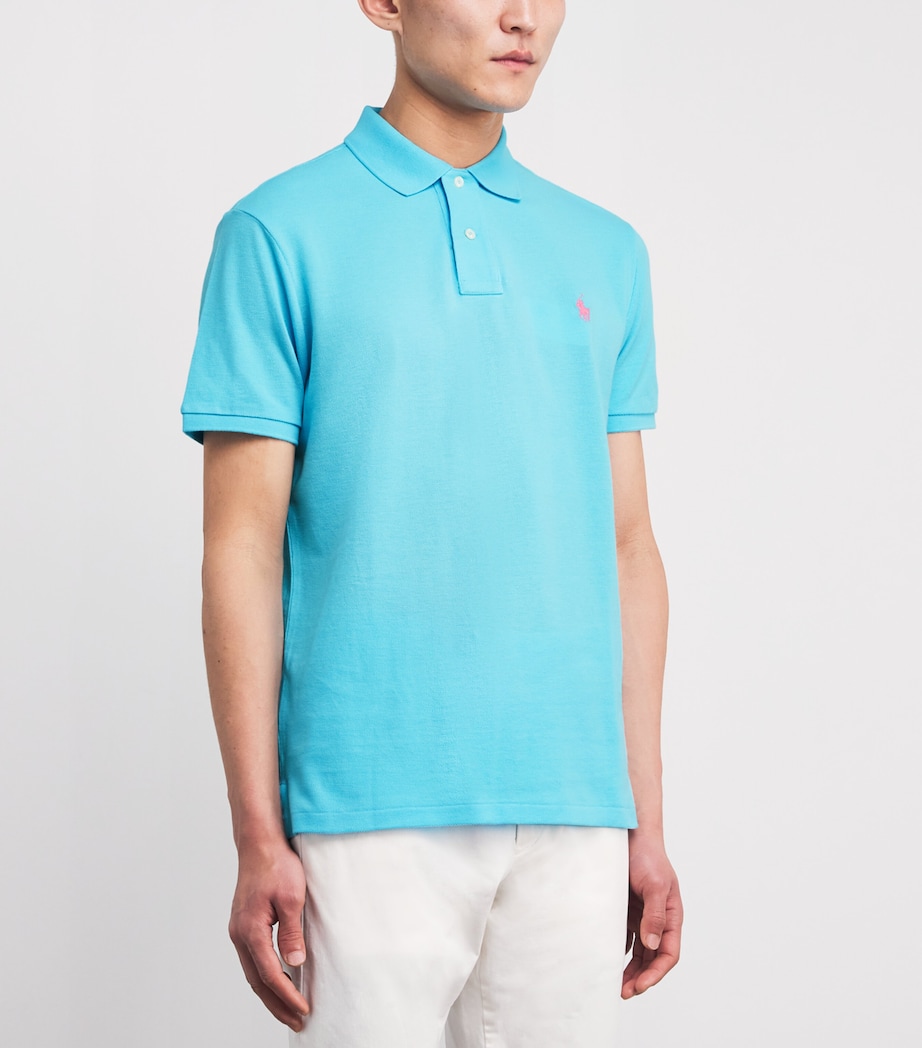 Polo Ralph Lauren Mens Cotton Mesh Polo Pony Polo Shirt Turquoise Nova Image 3