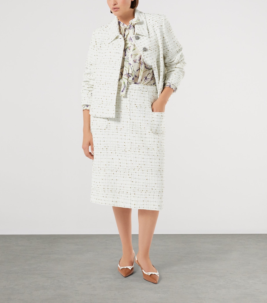Marina Rinaldi Womens Silk Floral Print Blouse Ivory Image 4