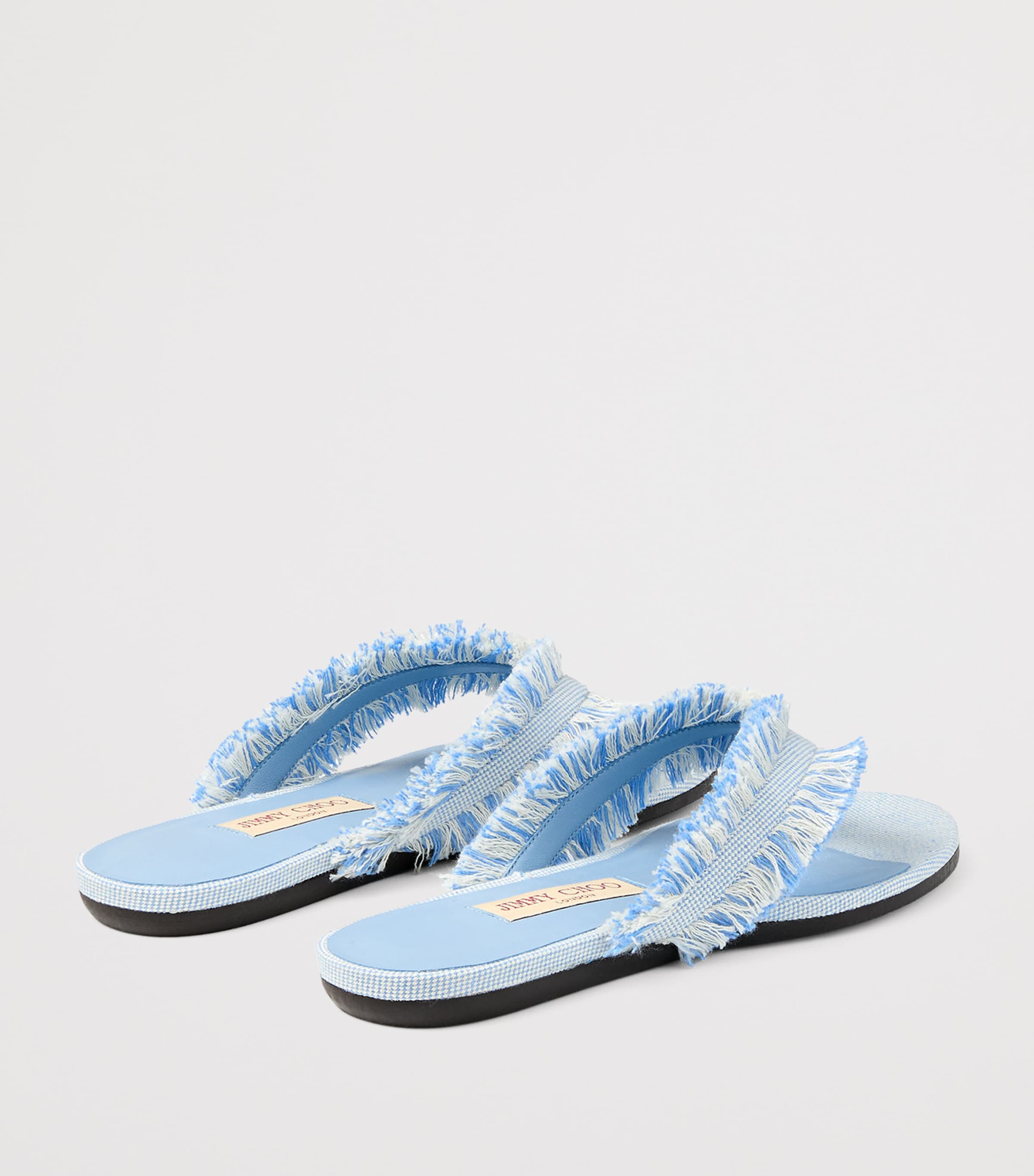 Jimmy Choo Bay Flat Canvas Flip Flops Riviera Blue Mix Image 4