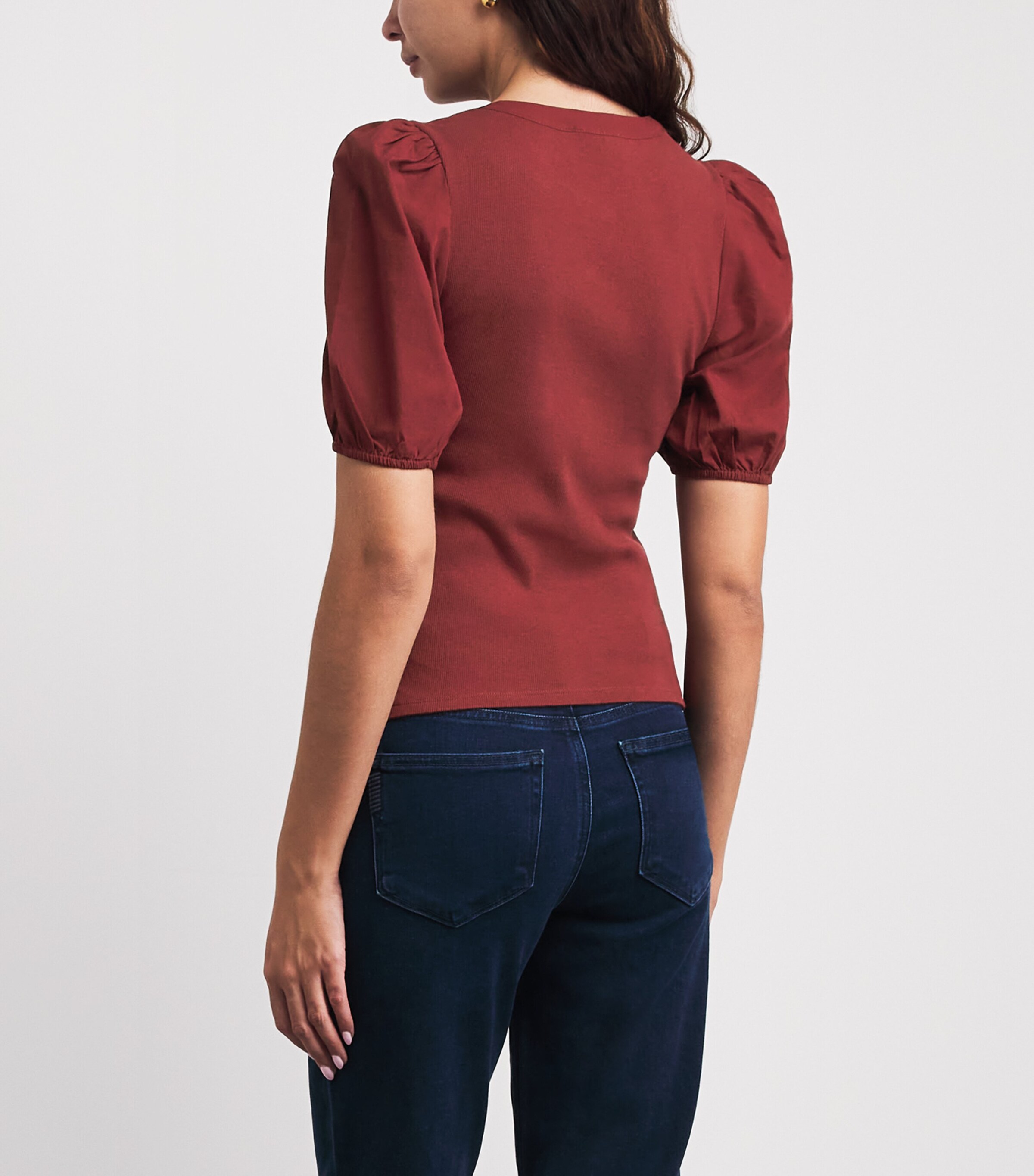 PAIGE Womens Stretch-Cotton Brandy Top Burnt Sienna Image 5