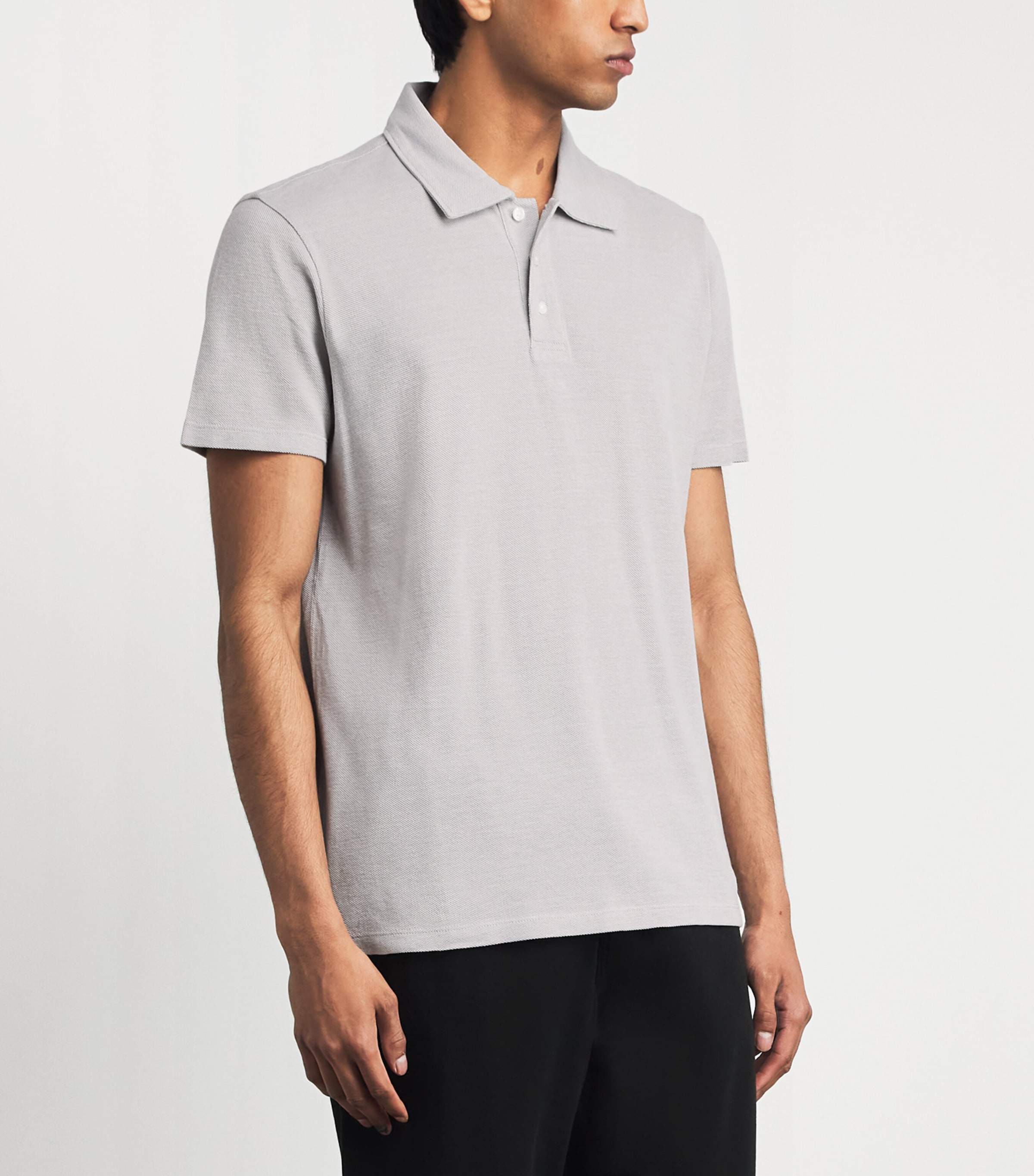 PAIGE Mens Cotton Demille Polo Shirt Light Grey Combo Image 4